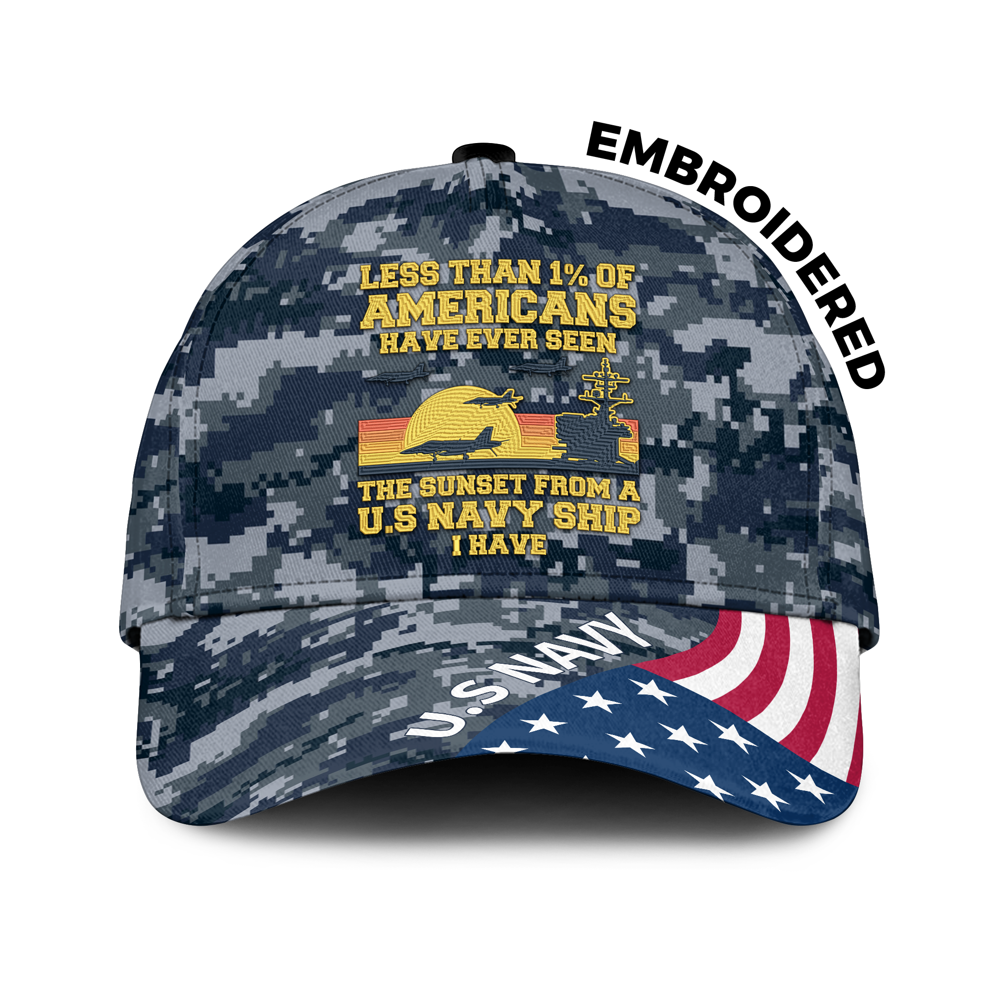Less Than 1% Navy Ship Embroidered & Printed Cap