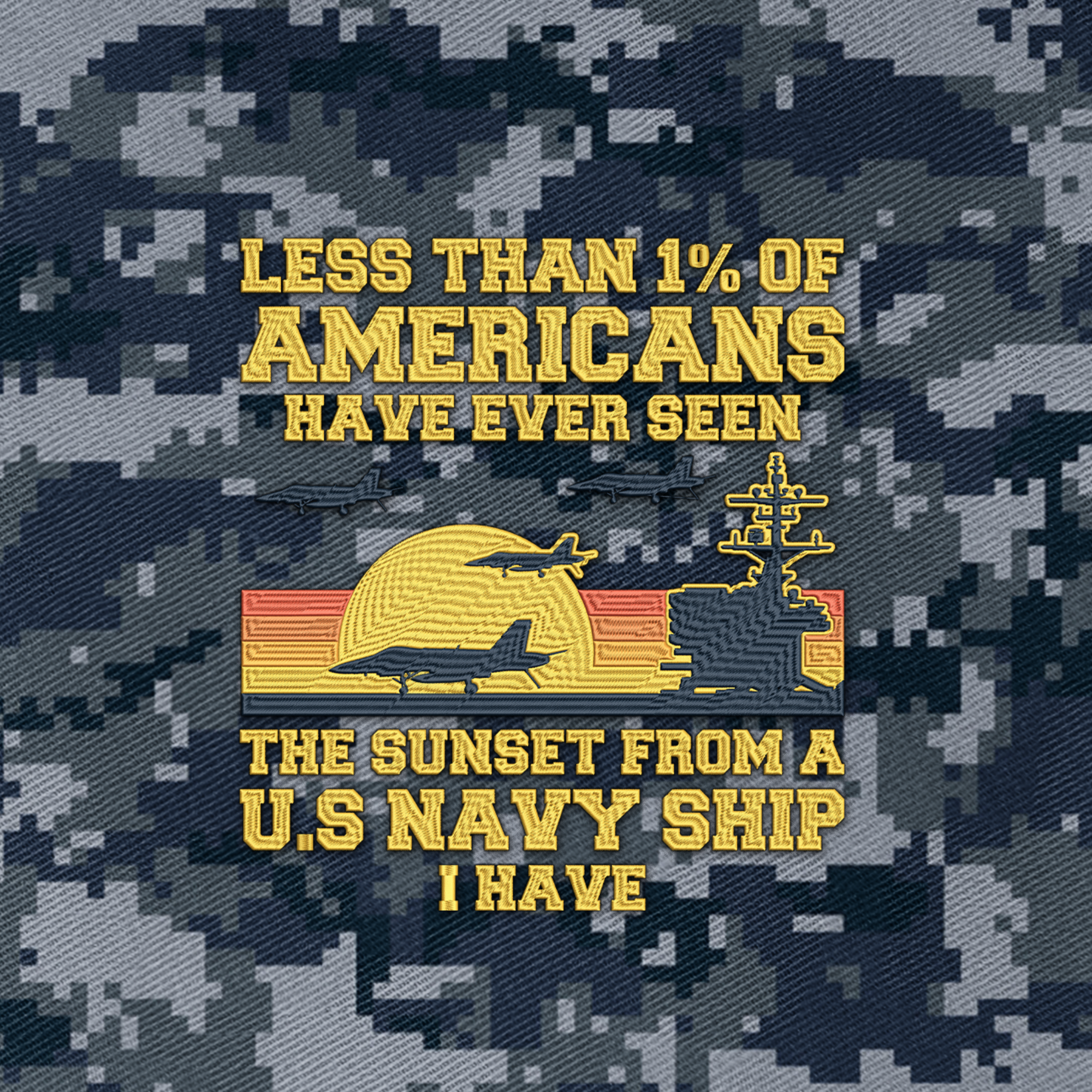 Less Than 1% Navy Ship Embroidered & Printed Cap