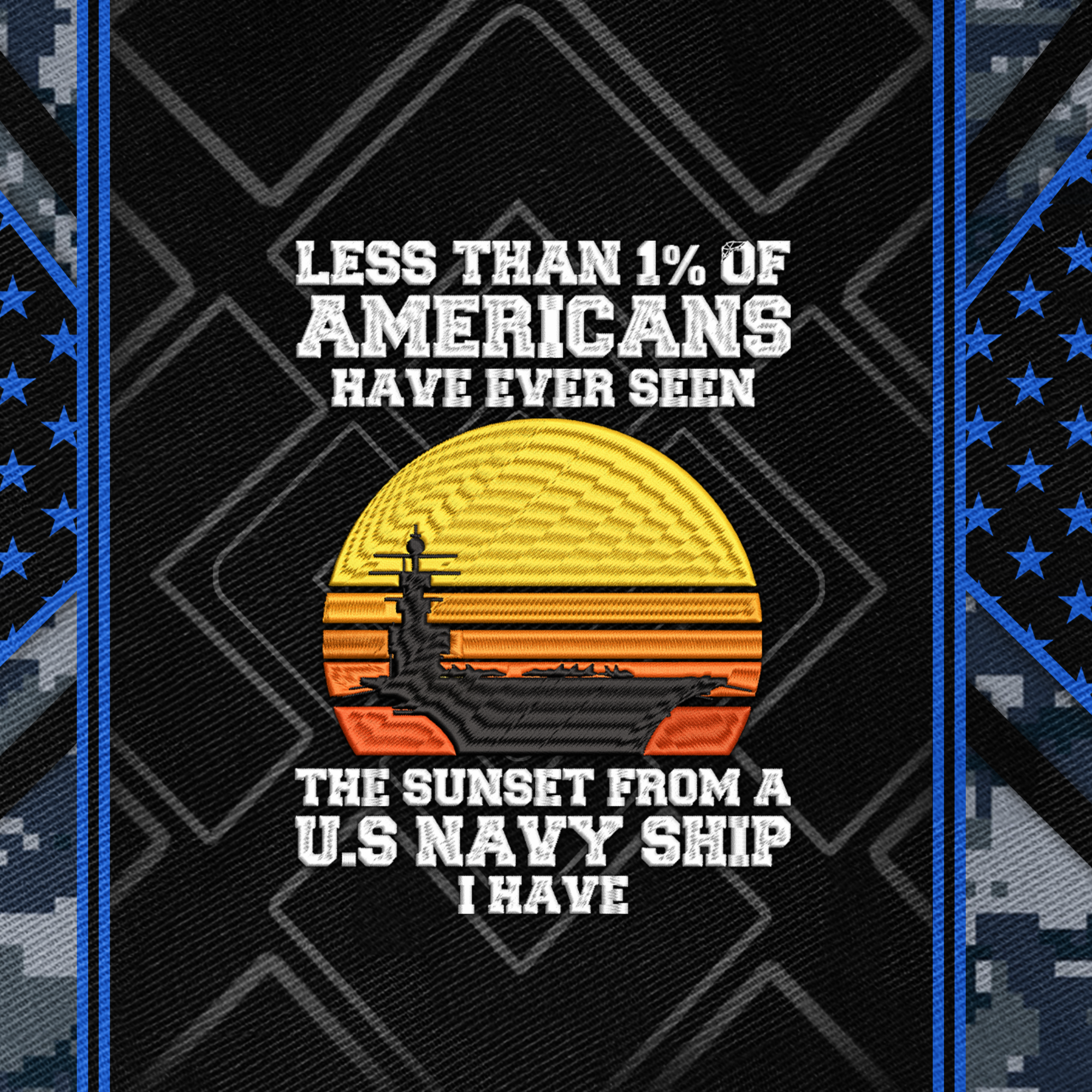 Less Than 1% Navy Ship Embroidered & Printed Cap