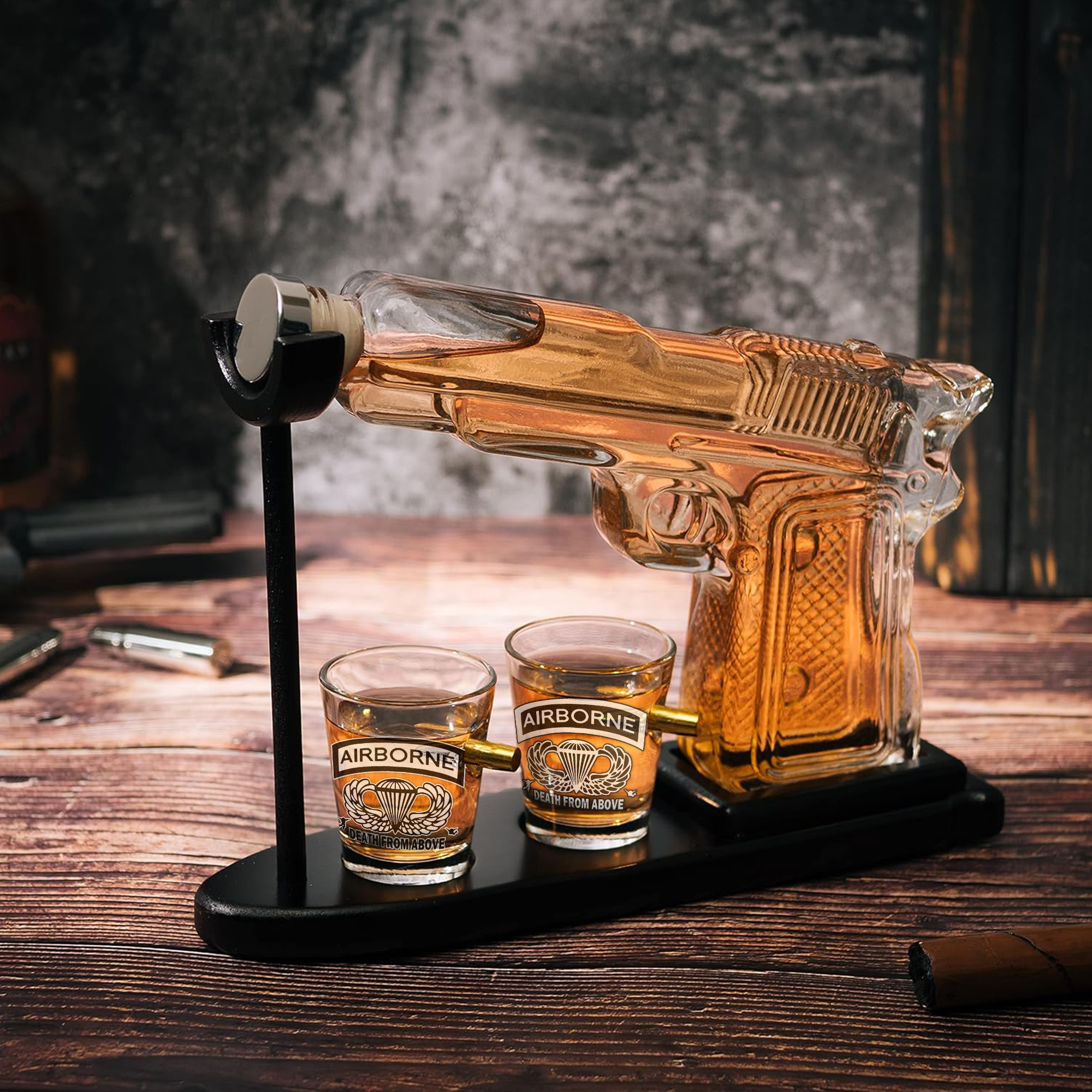 Airborne Death From Above Pistol Whiskey Decanter Set