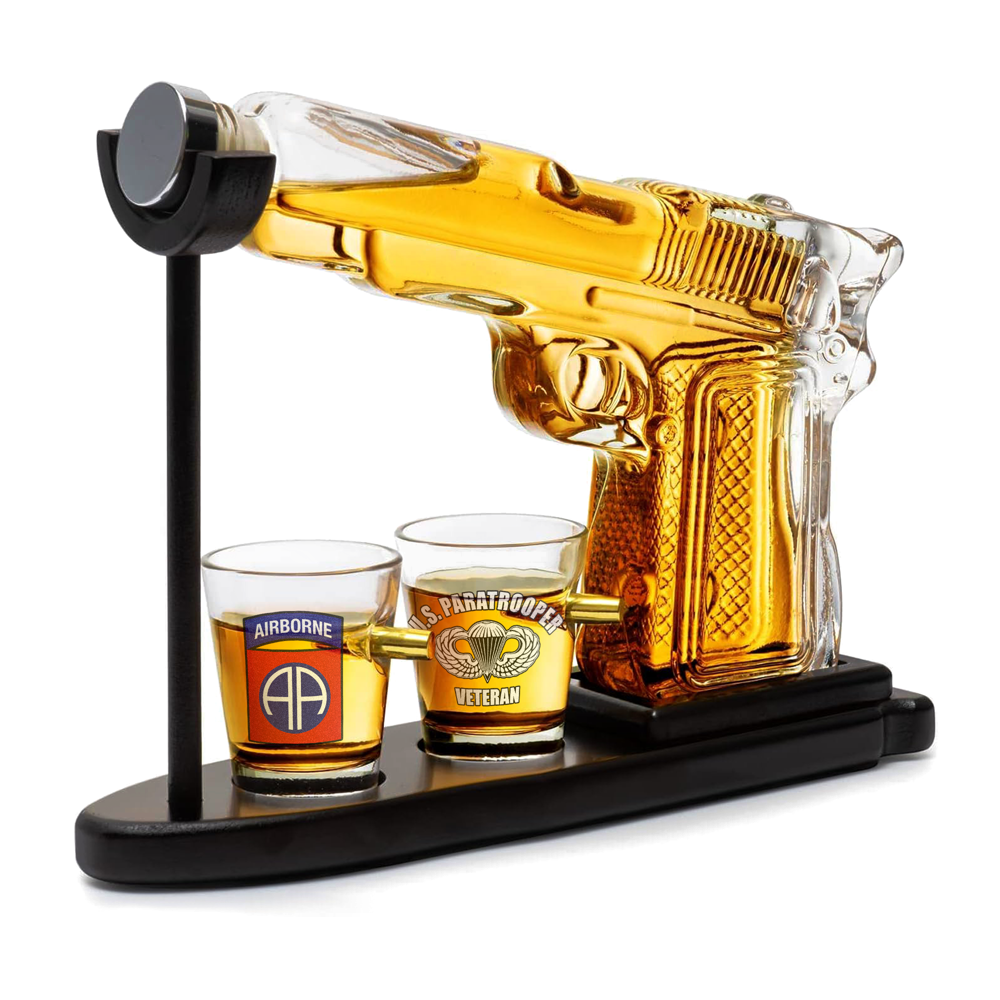 82nd Airborne Veteran Pistol Whiskey Decanter Set