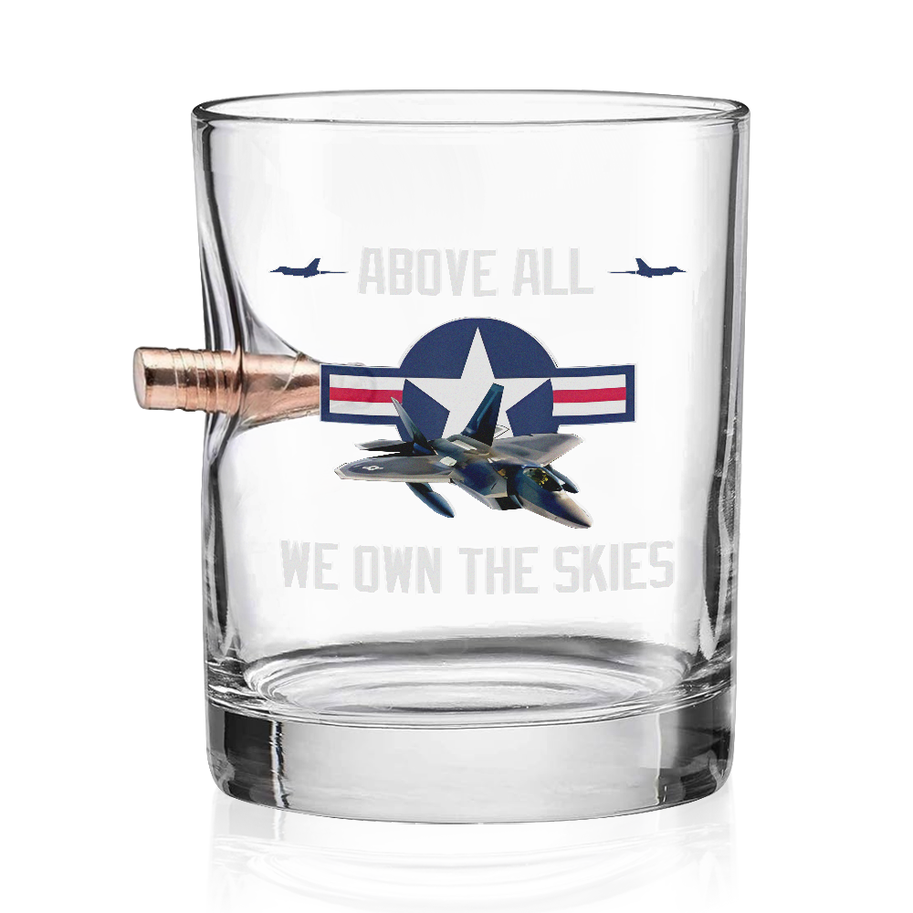 Above All We Own The Skies Bullet Whiskey Glass