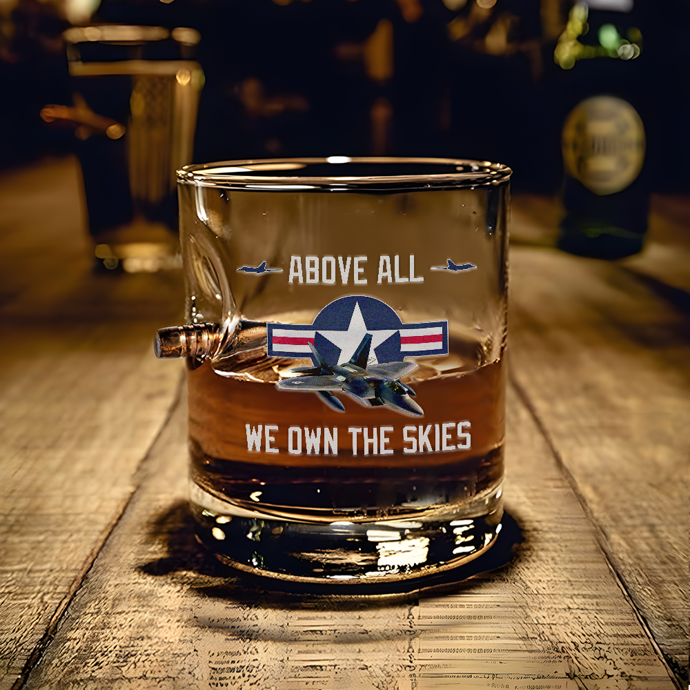 Above All We Own The Skies Bullet Whiskey Glass