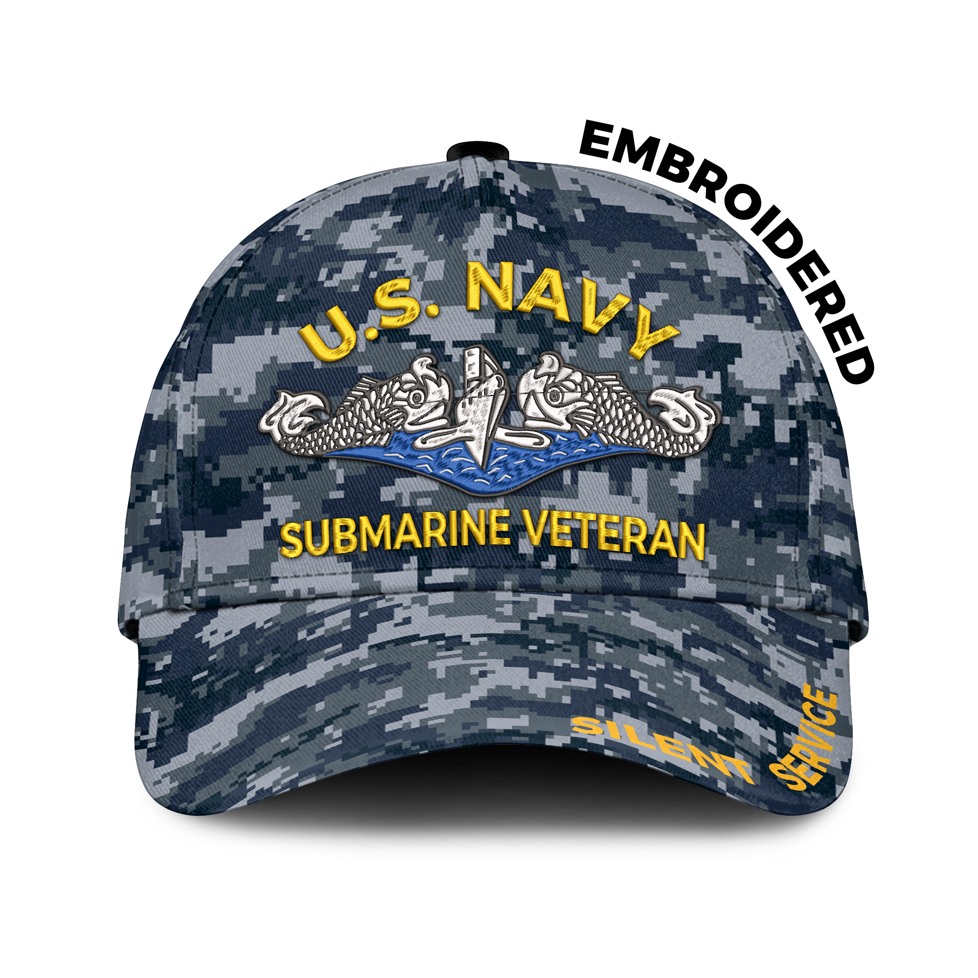 Navy Submarine Veteran Silent Service Embroidered & Printed Cap