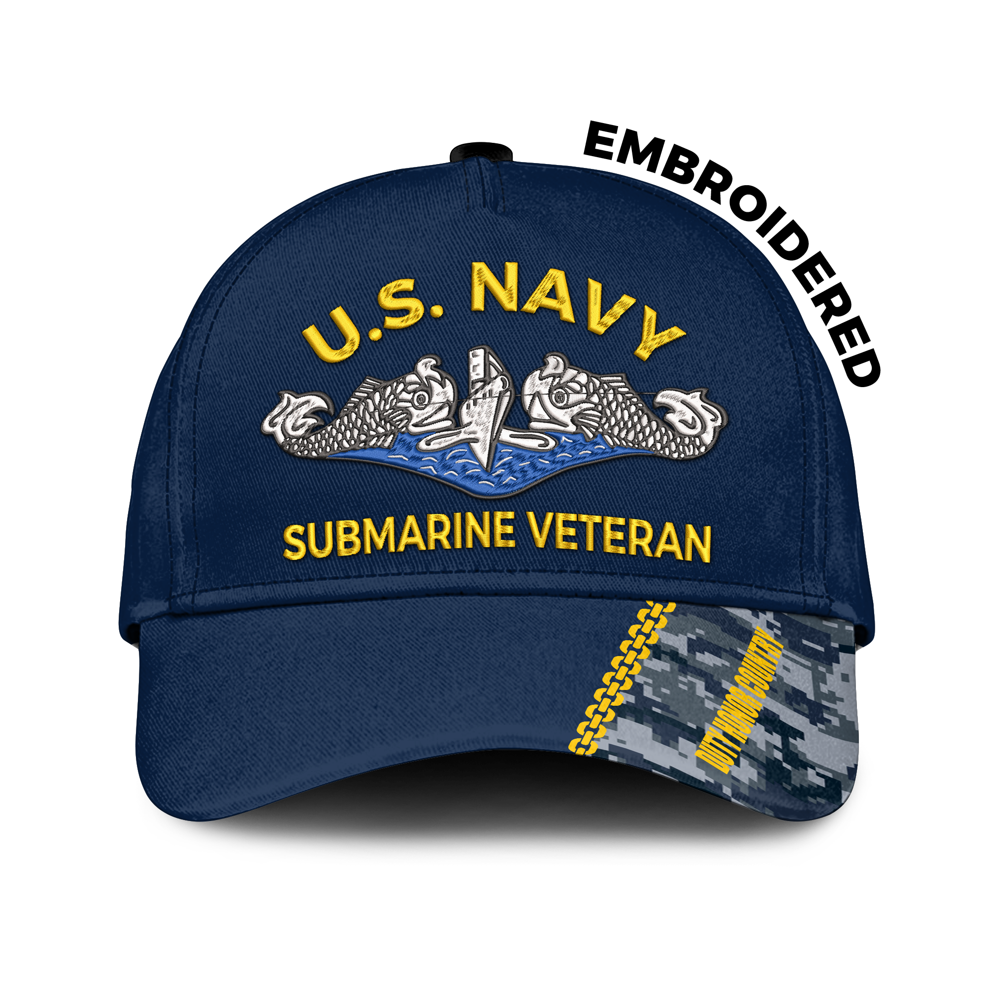 Navy Submarine Veteran Silent Service Embroidered & Printed Cap