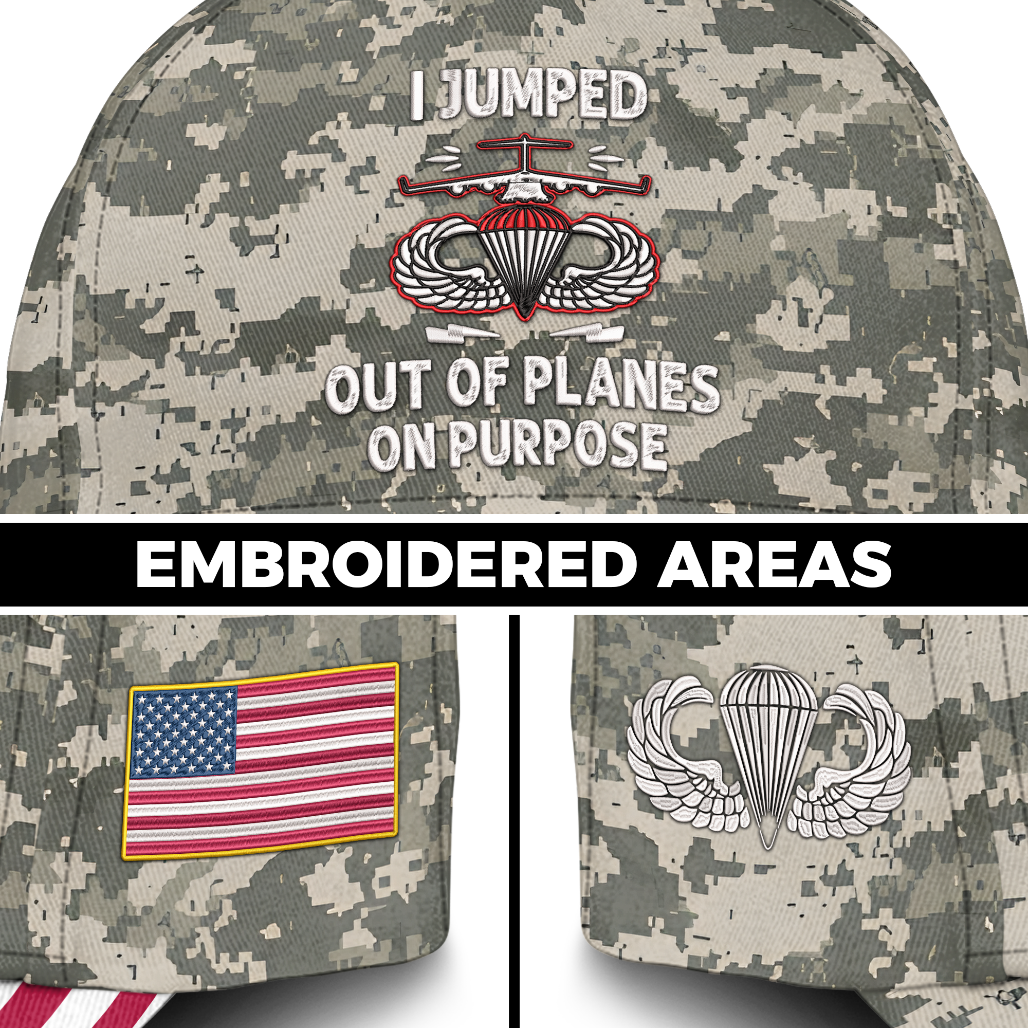 I Jumped Out Of Planes On Purpose Embroidered & Printed Cap