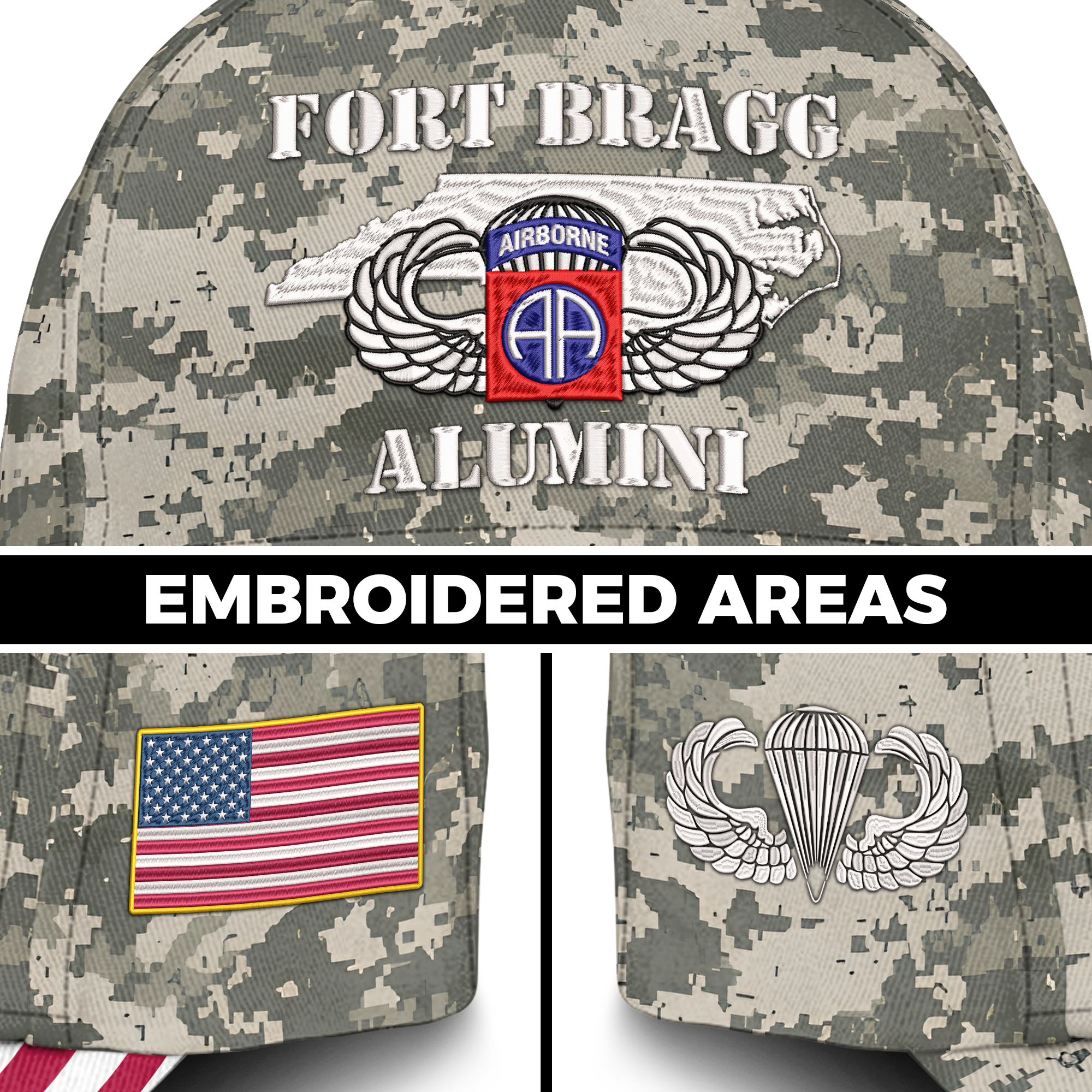 82nd Airborne Fort Bragg Alumni Embroidered & Printed Cap
