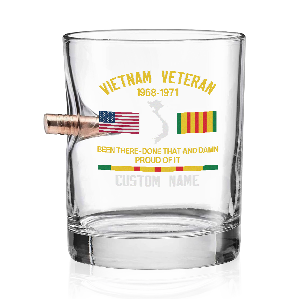 Personalizable Vietnam Veteran Been There Done That Bullet Whiskey Glass