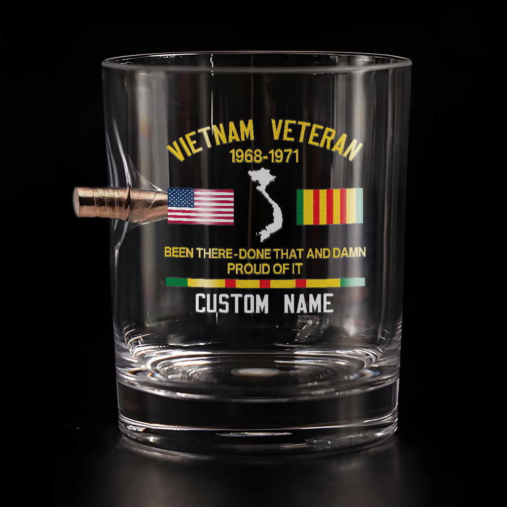 Personalizable Vietnam Veteran Been There Done That Bullet Whiskey Glass