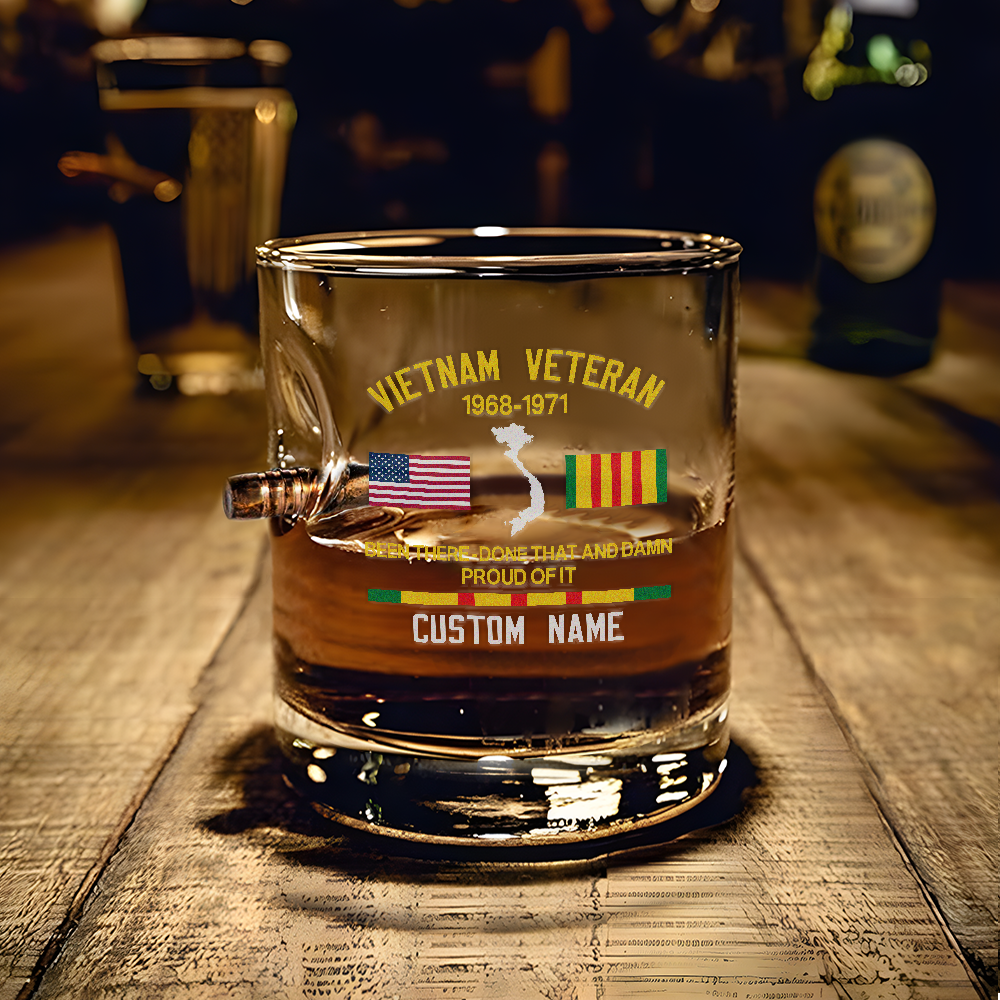 Personalizable Vietnam Veteran Been There Done That Bullet Whiskey Glass