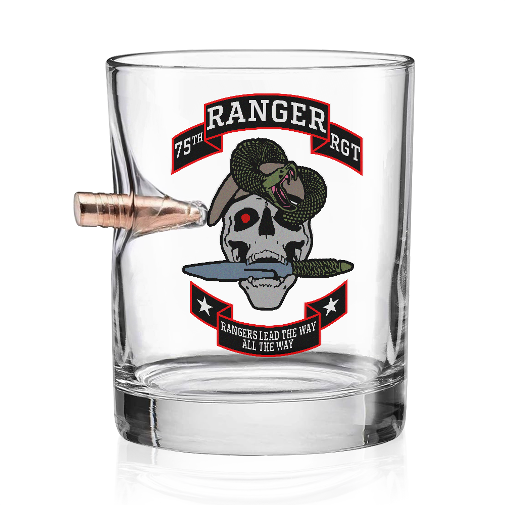 75th Ranger RGT Rangers Lead The Way Bullet Whiskey Glass