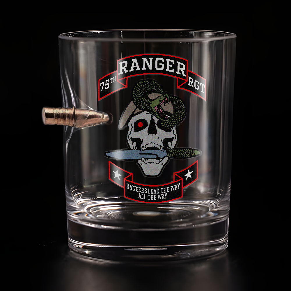 75th Ranger RGT Rangers Lead The Way Bullet Whiskey Glass