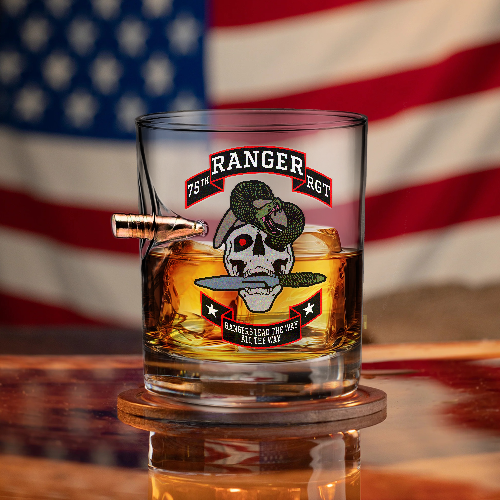 75th Ranger RGT Rangers Lead The Way Bullet Whiskey Glass