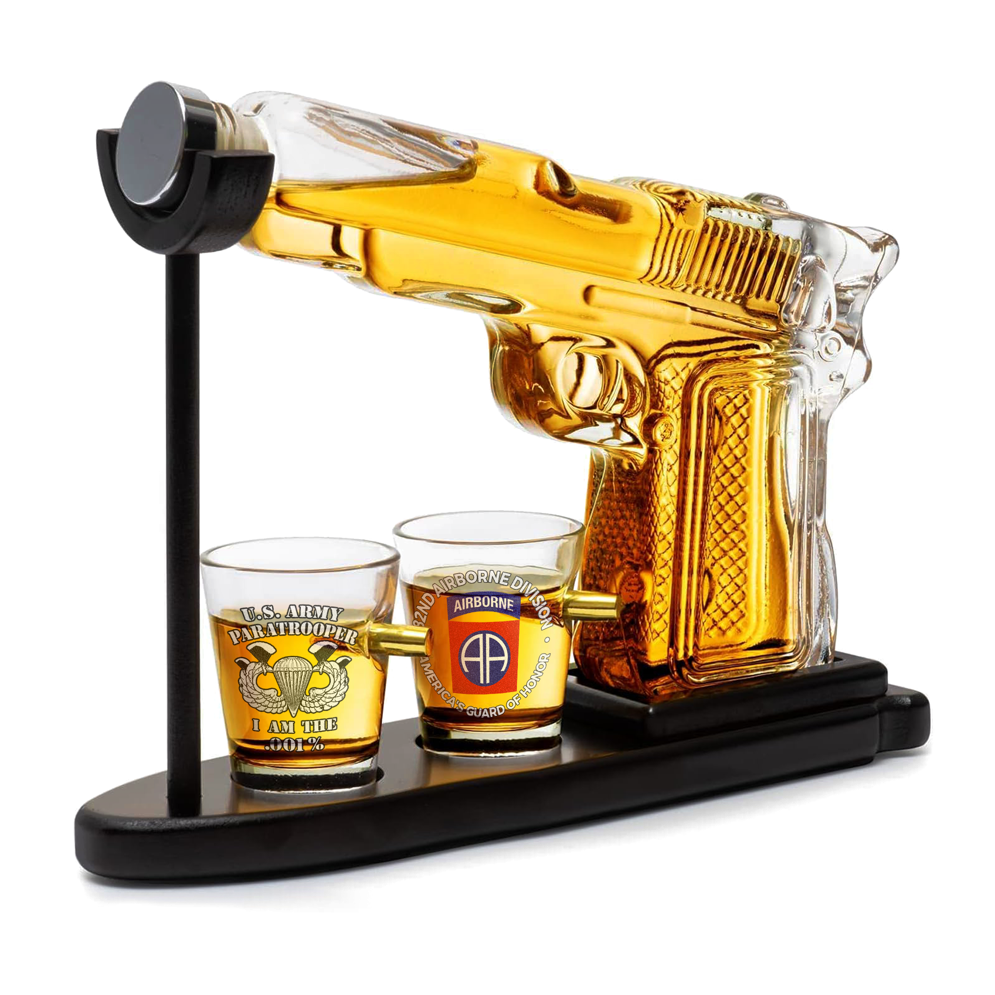 82nd Airborne I Am .001% Pistol Whiskey Decanter Set