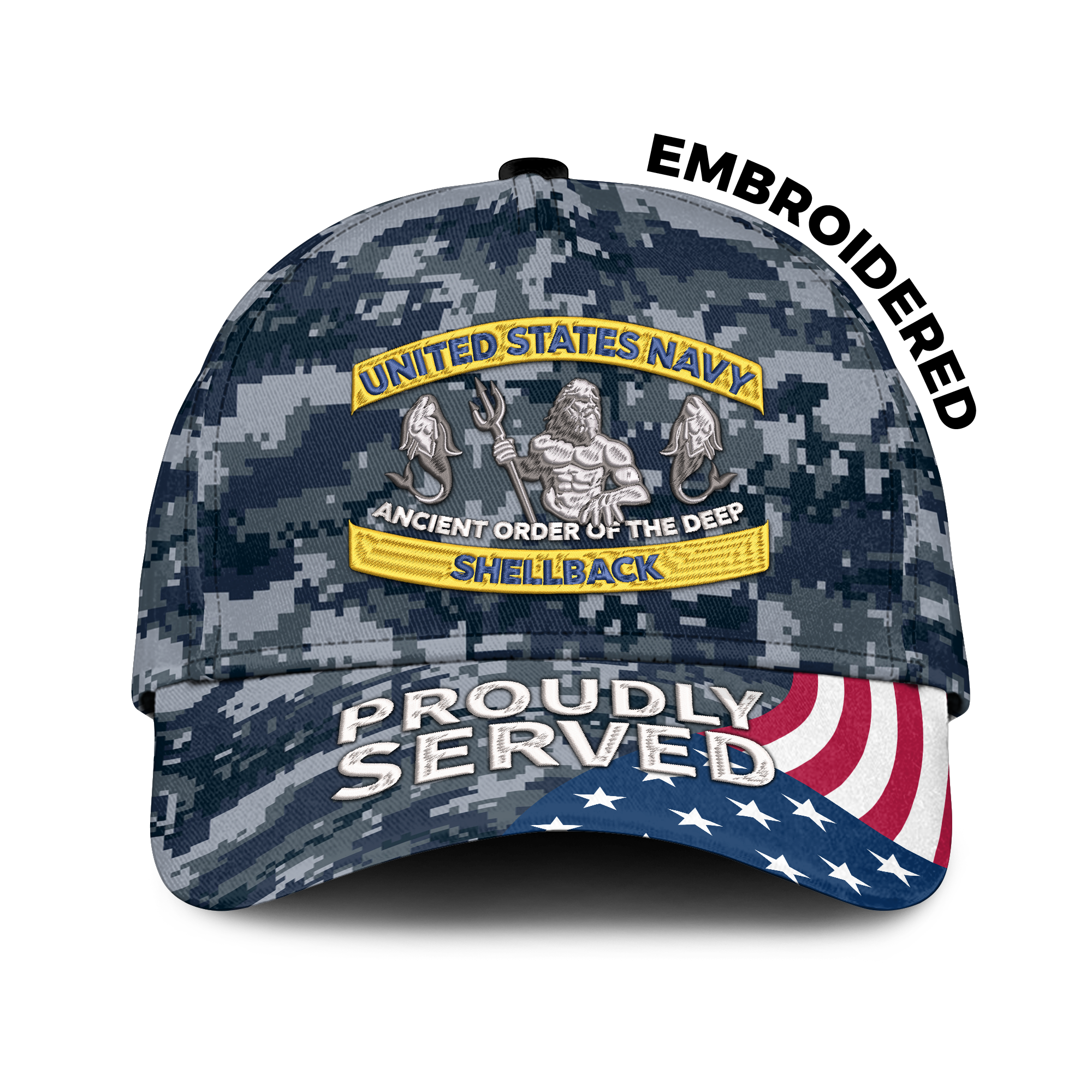 Navy Ancient Order Of The Deep Shellback Embroidered & Printed Cap