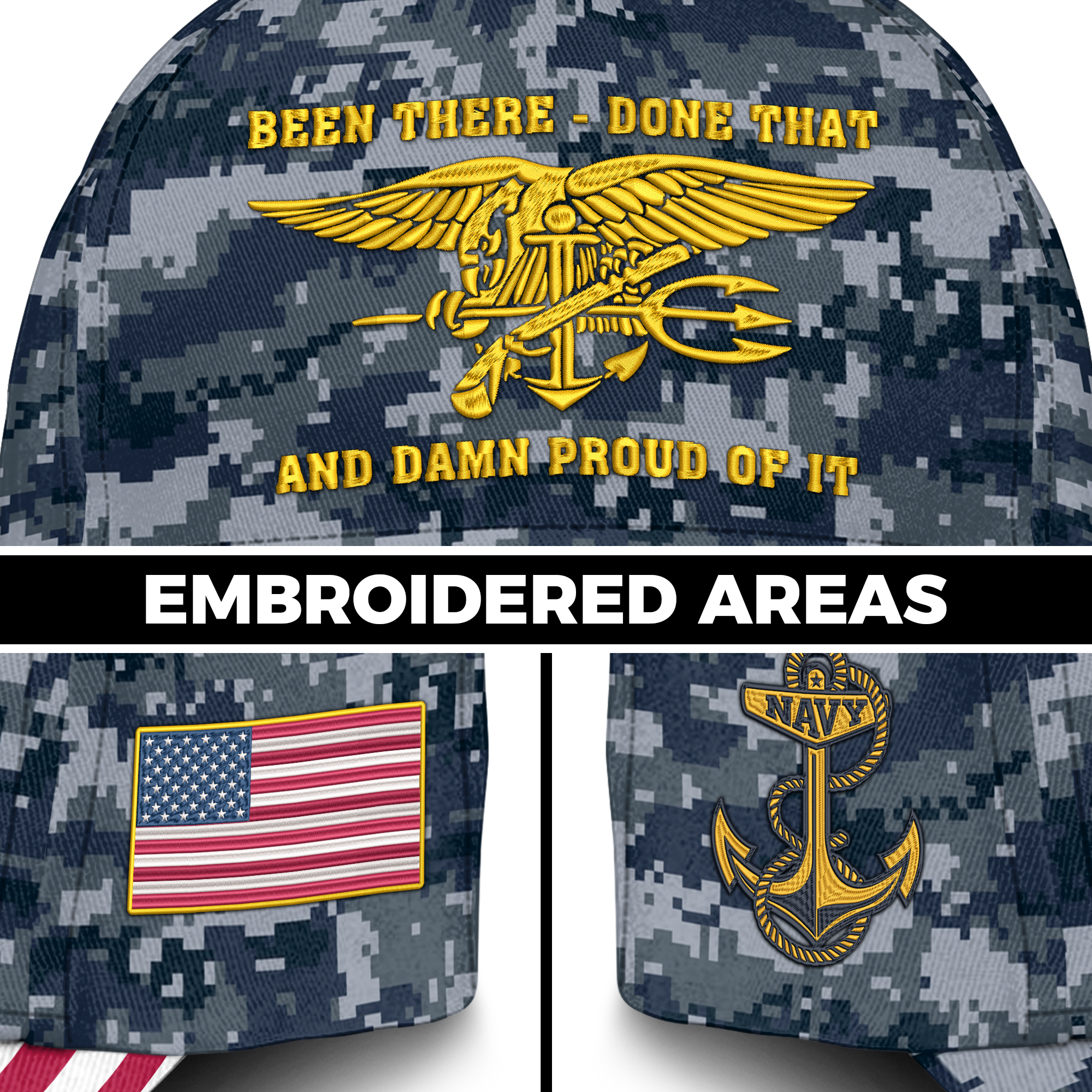 Navy Veteran Been There Done That Embroidered & Printed Cap