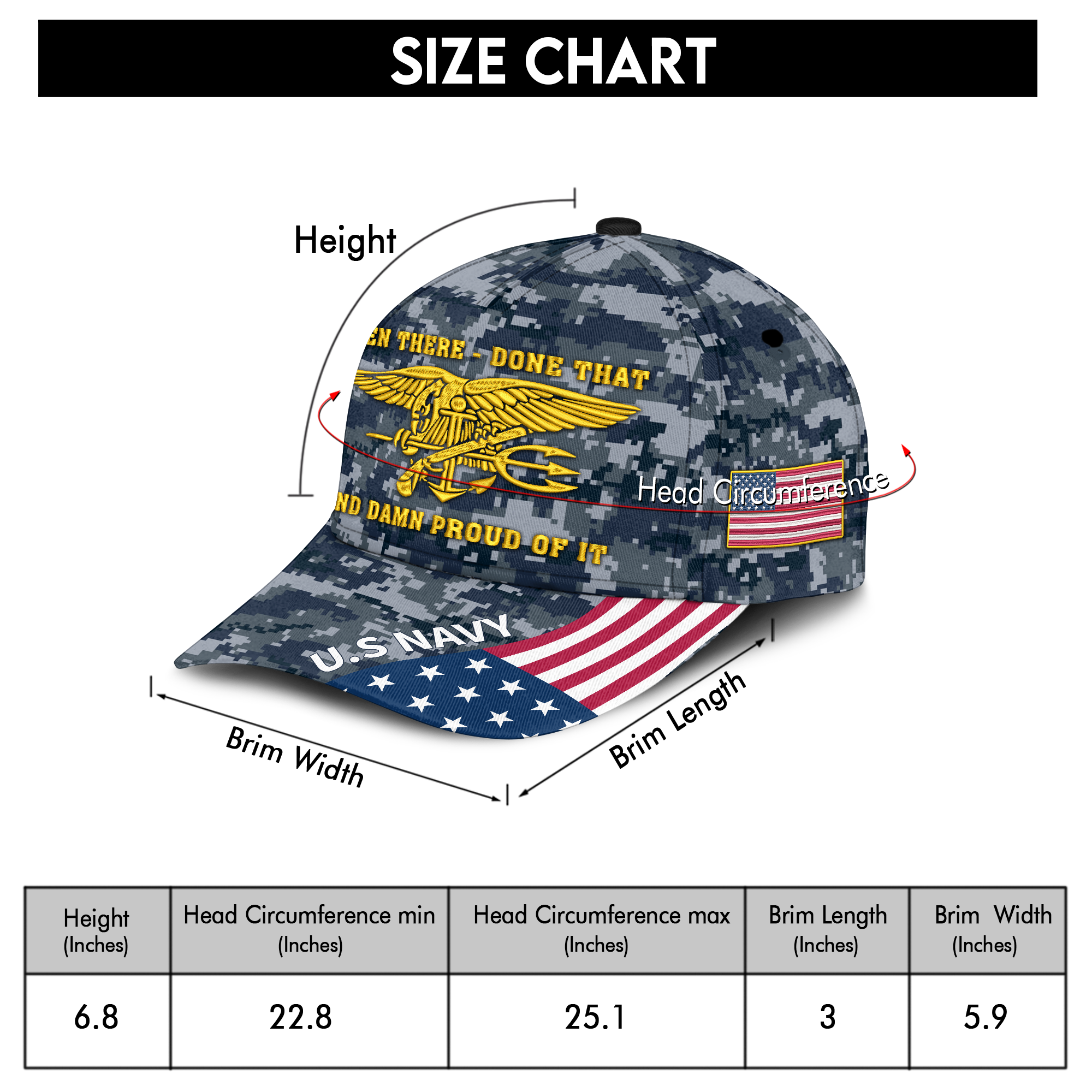 Navy Veteran Been There Done That Embroidered & Printed Cap