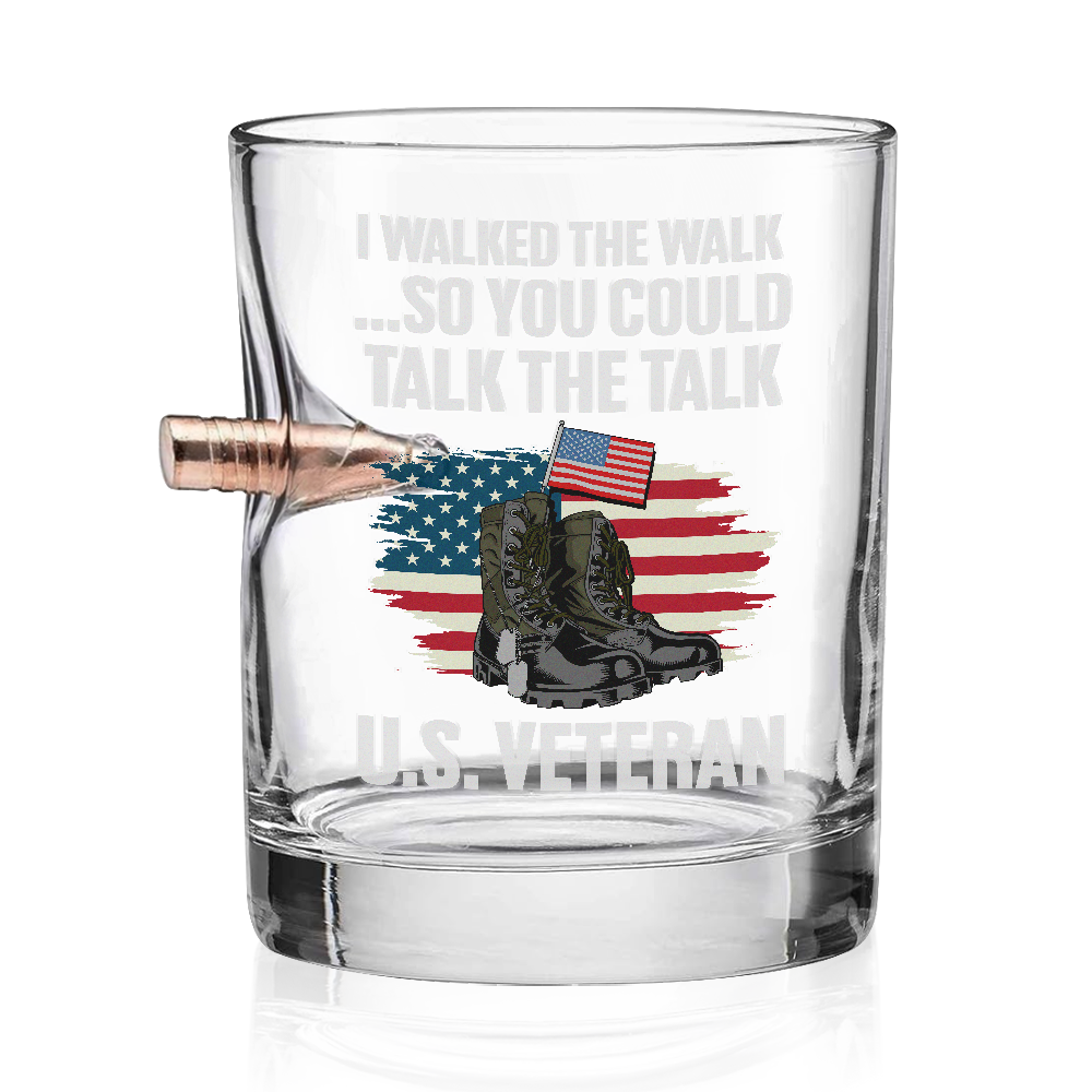 Veteran I Walked The Walk Bullet Whiskey Glass