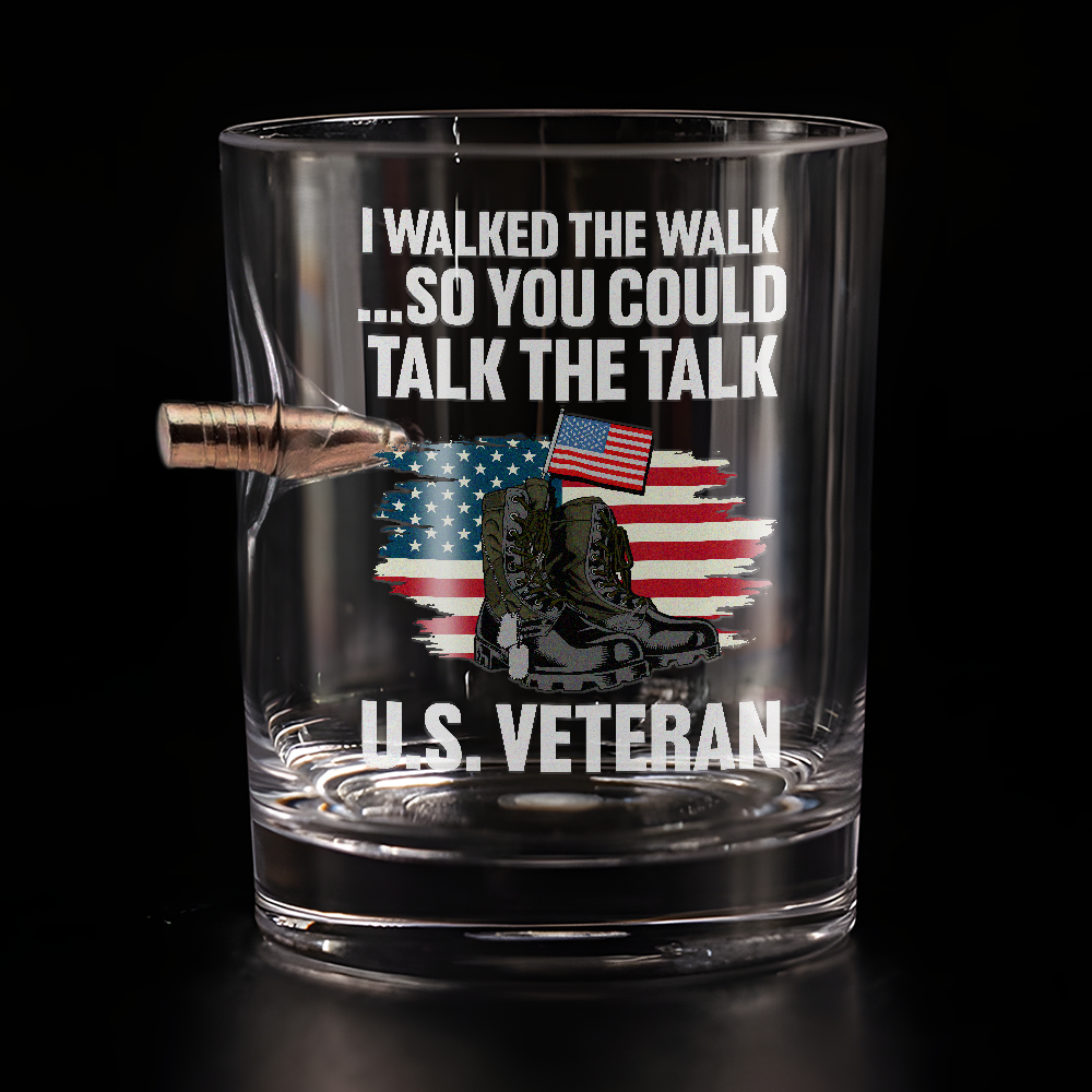 Veteran I Walked The Walk Bullet Whiskey Glass
