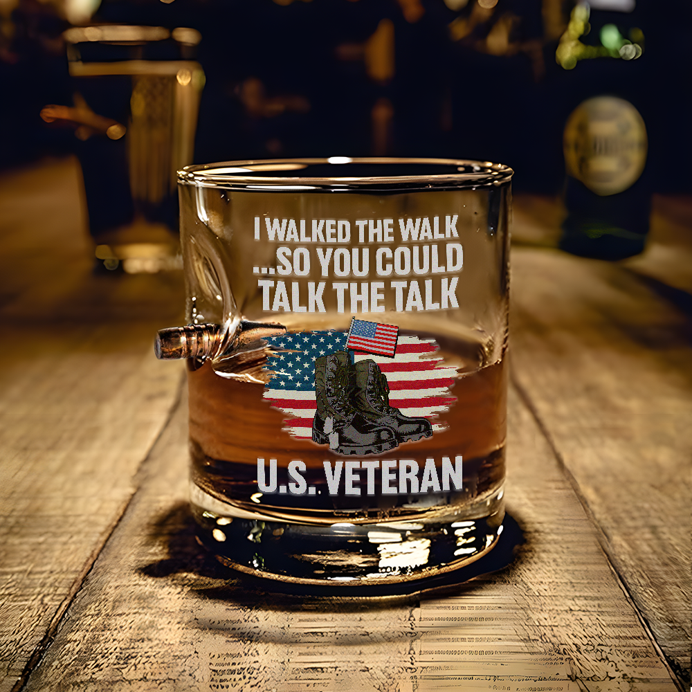 Veteran I Walked The Walk Bullet Whiskey Glass