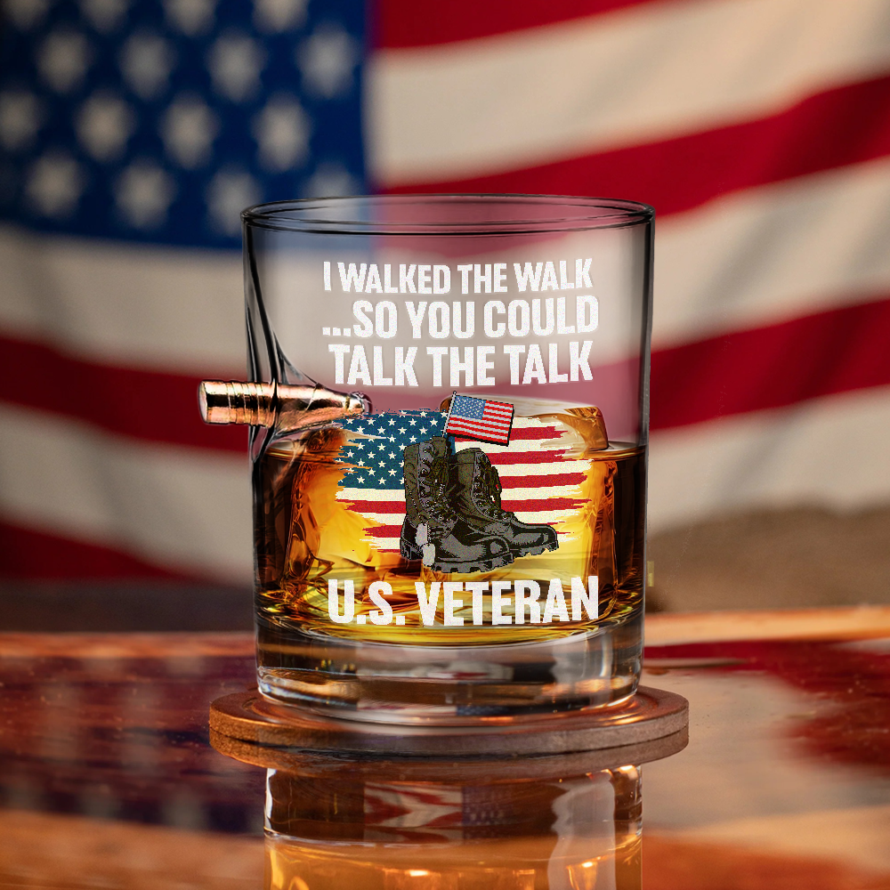 Veteran I Walked The Walk Bullet Whiskey Glass