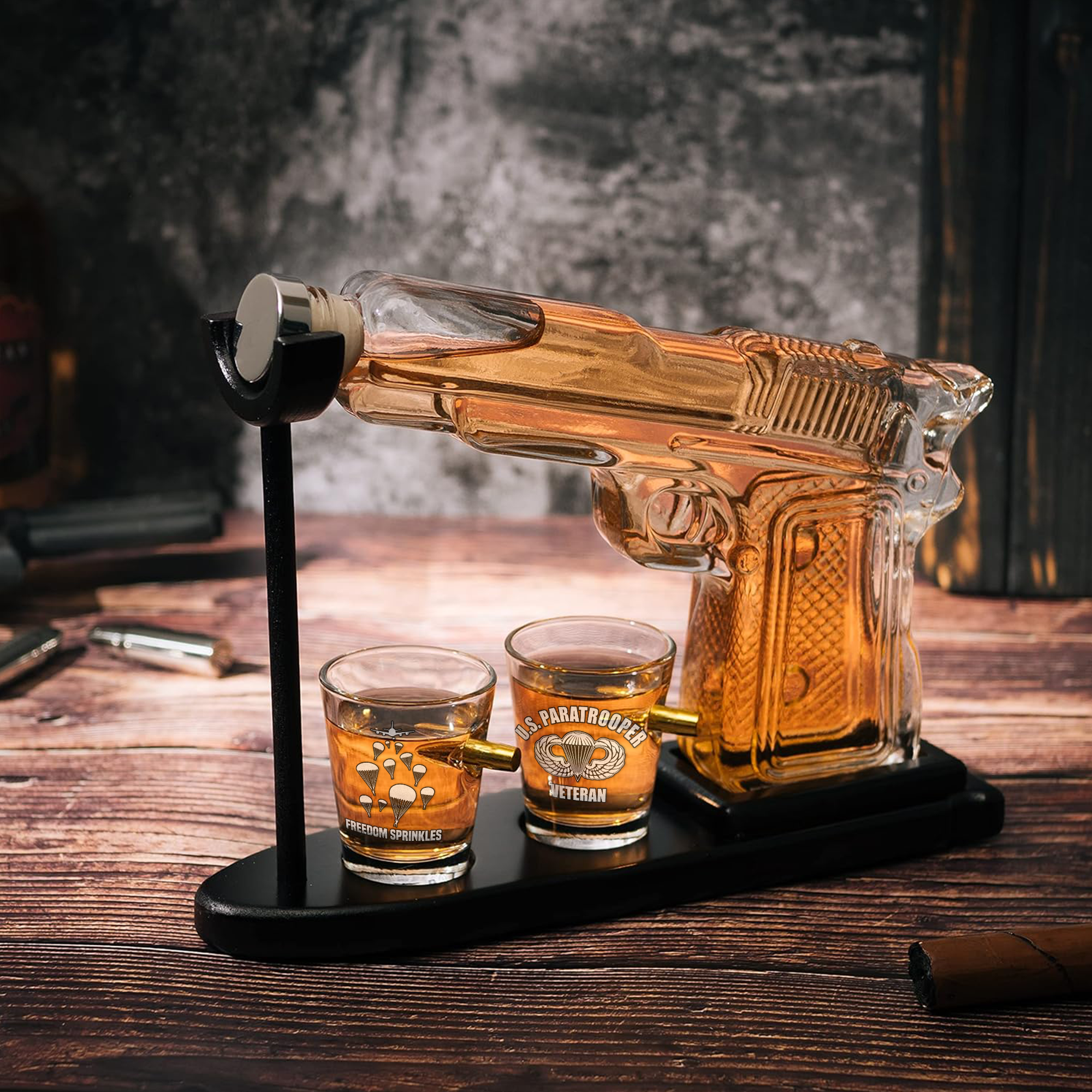 Airborne Freedom Sprinkles Pistol Whiskey Decanter Set
