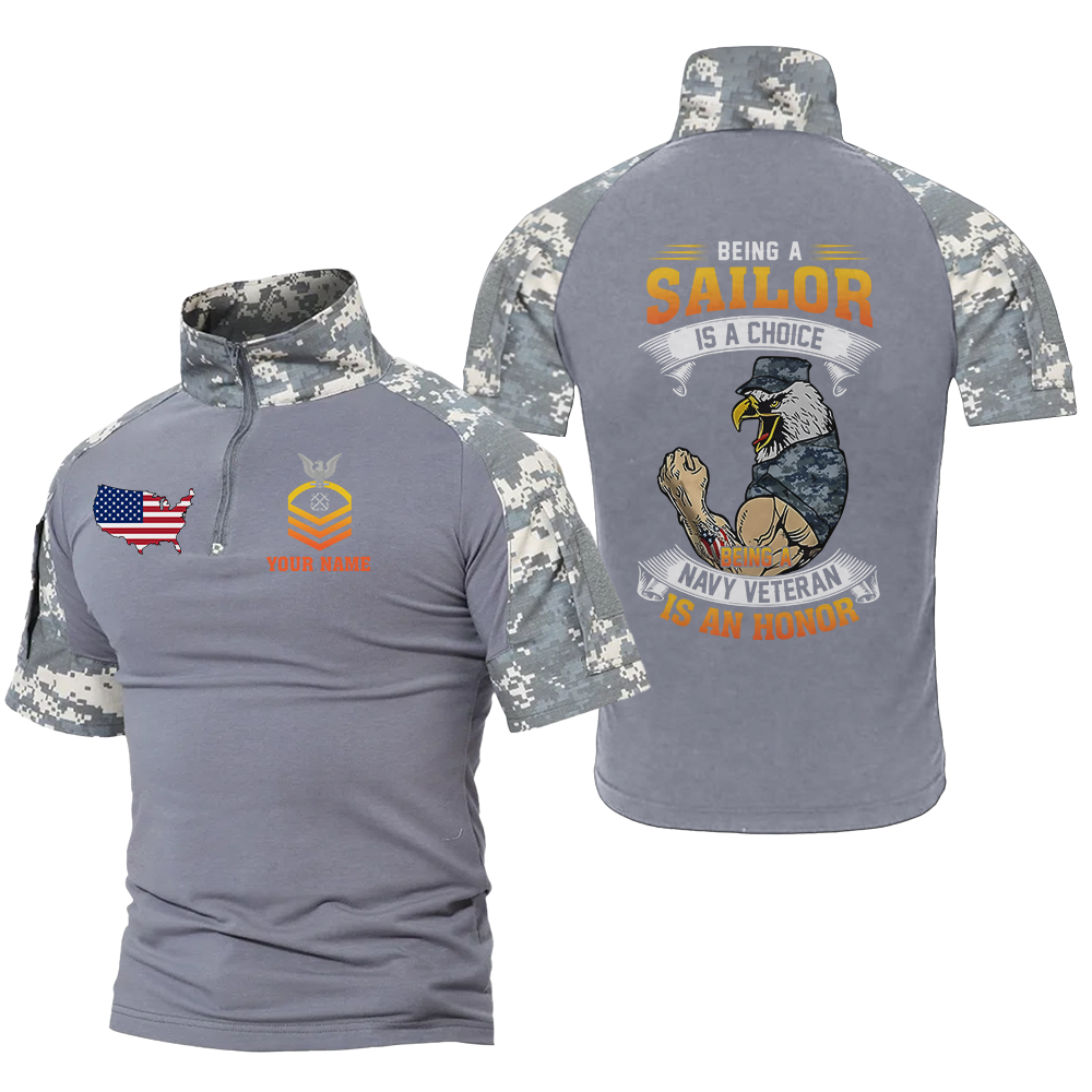 Personalizable Being A Navy Veteran Is An Honor Tactical Polo Shirt