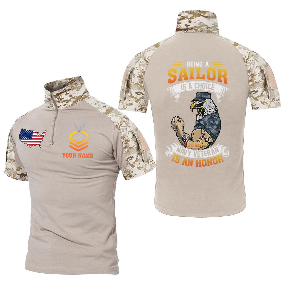 Personalizable Being A Navy Veteran Is An Honor Tactical Polo Shirt