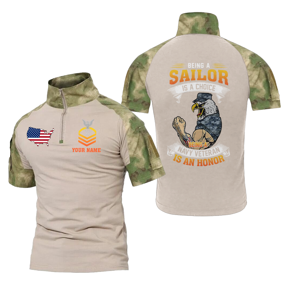 Personalizable Being A Navy Veteran Is An Honor Tactical Polo Shirt