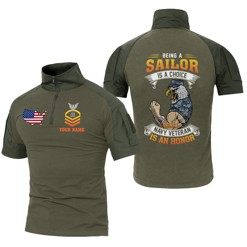 Personalizable Being A Navy Veteran Is An Honor Tactical Polo Shirt