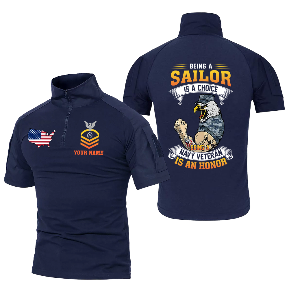 Personalizable Being A Navy Veteran Is An Honor Tactical Polo Shirt