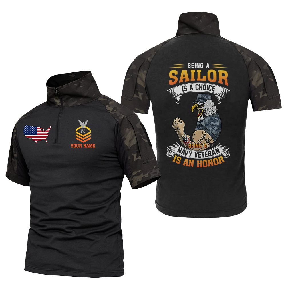 Personalizable Being A Navy Veteran Is An Honor Tactical Polo Shirt