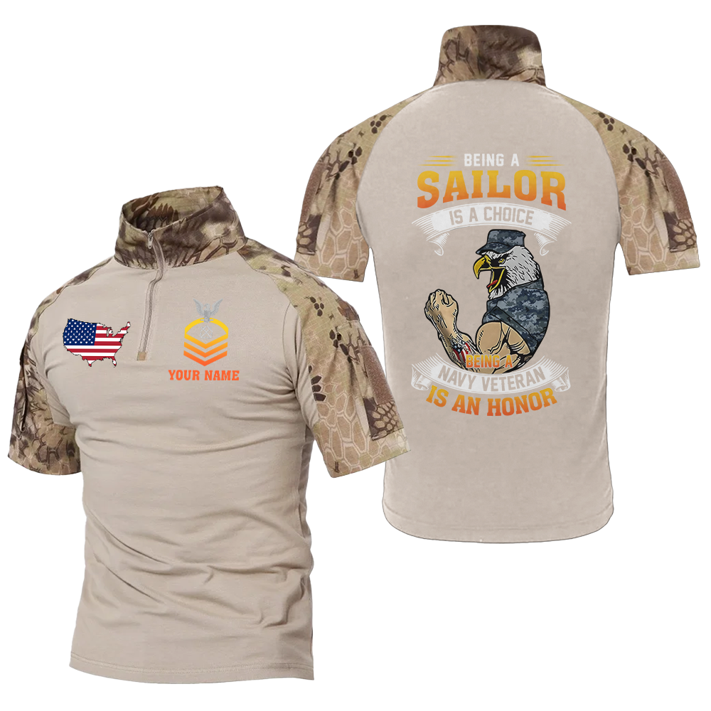 Personalizable Being A Navy Veteran Is An Honor Tactical Polo Shirt