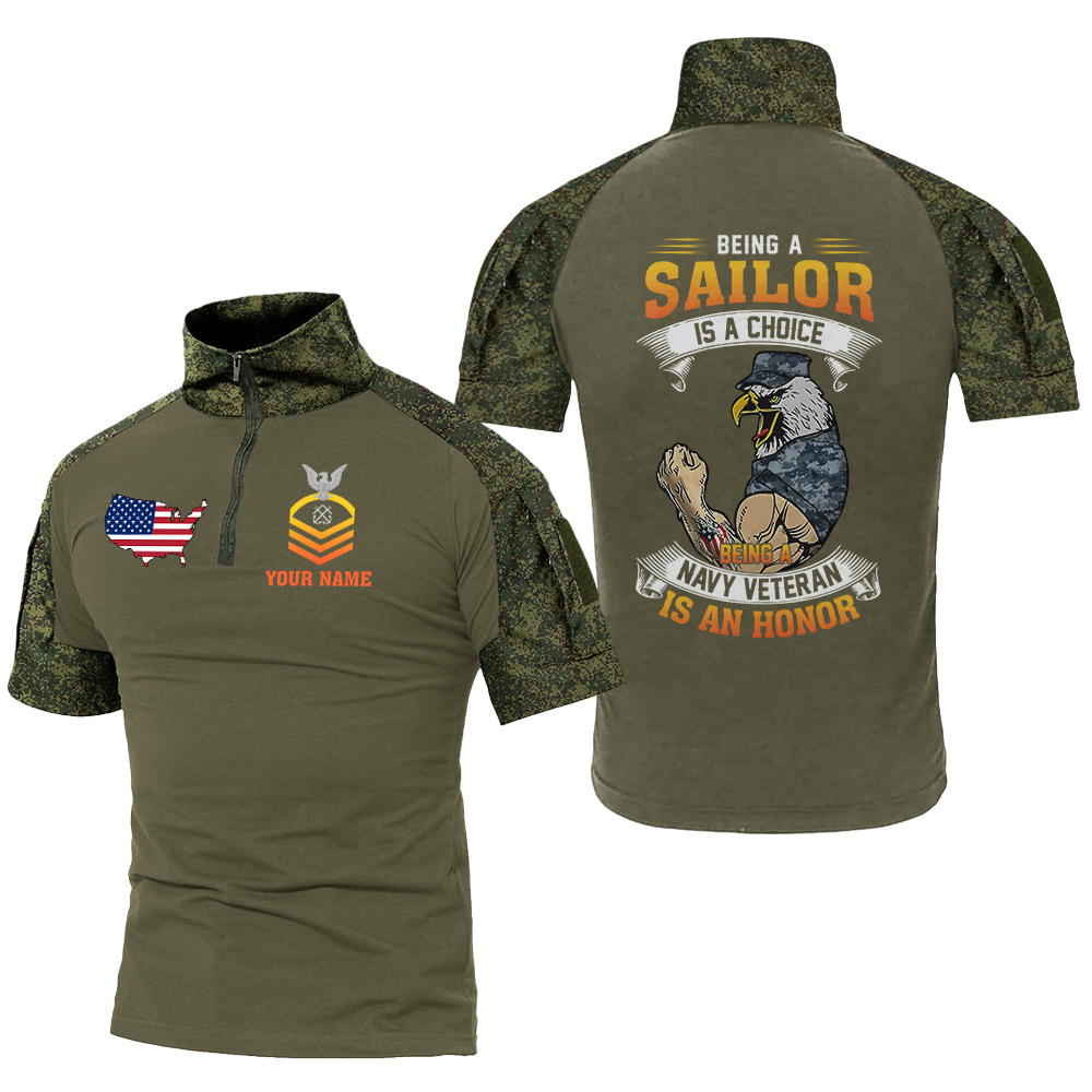 Personalizable Being A Navy Veteran Is An Honor Tactical Polo Shirt