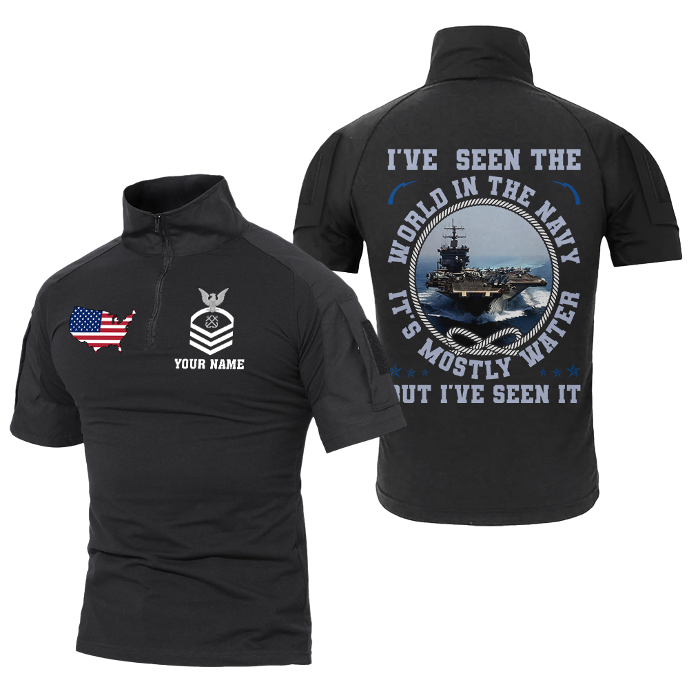 Personalizable I've Seen The World In The Navy Tactical Polo Shirt