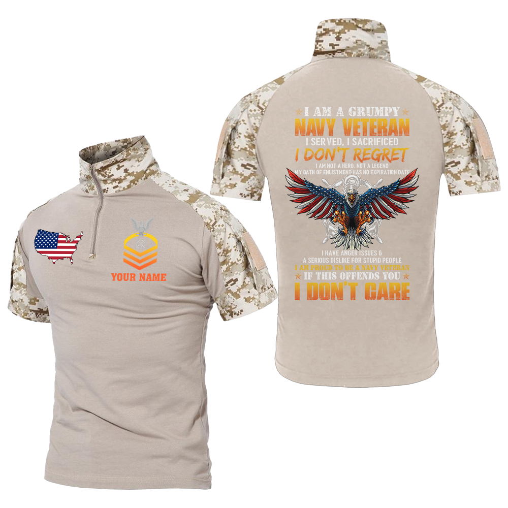 Personalizable I Am A Grumpy Navy Veteran Tactical Polo Shirt