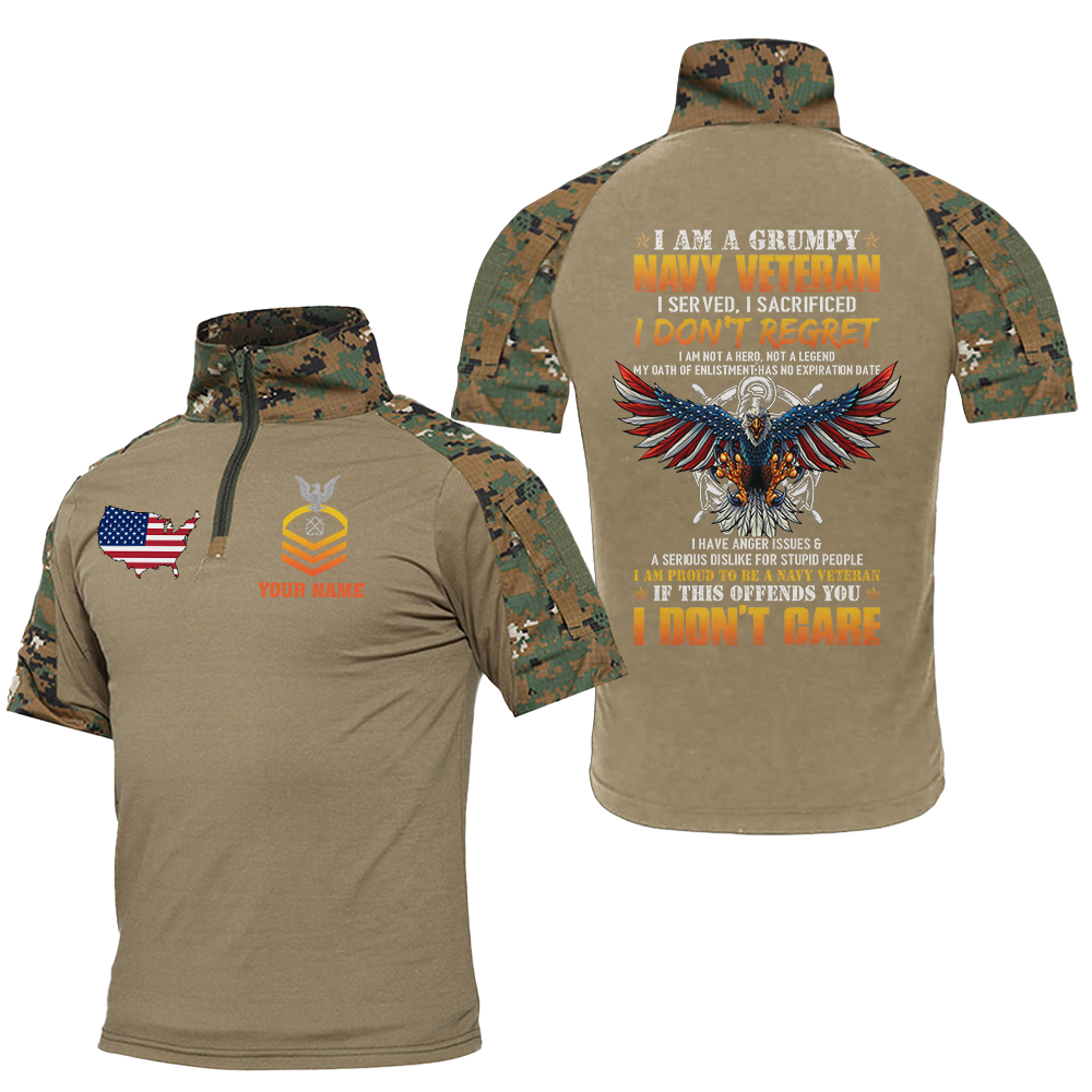 Personalizable I Am A Grumpy Navy Veteran Tactical Polo Shirt