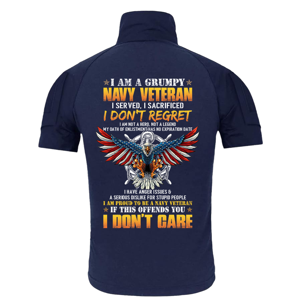 Personalizable I Am A Grumpy Navy Veteran Tactical Polo Shirt