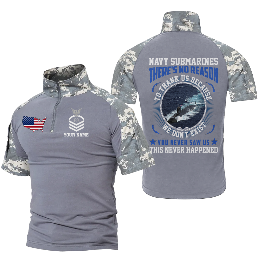 Personalizable Navy Submarines There's No Reason To Thank Us Tactical Polo Shirt