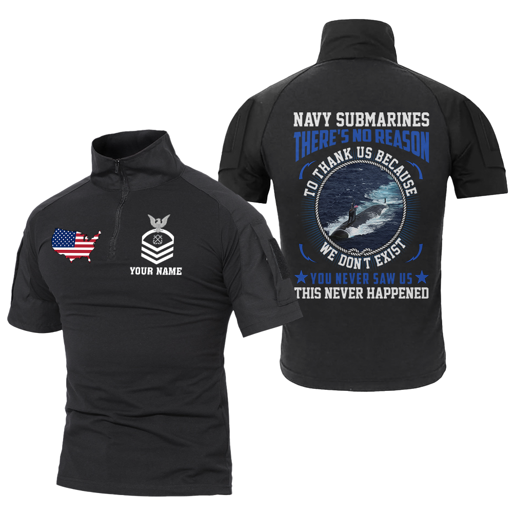 Personalizable Navy Submarines There's No Reason To Thank Us Tactical Polo Shirt