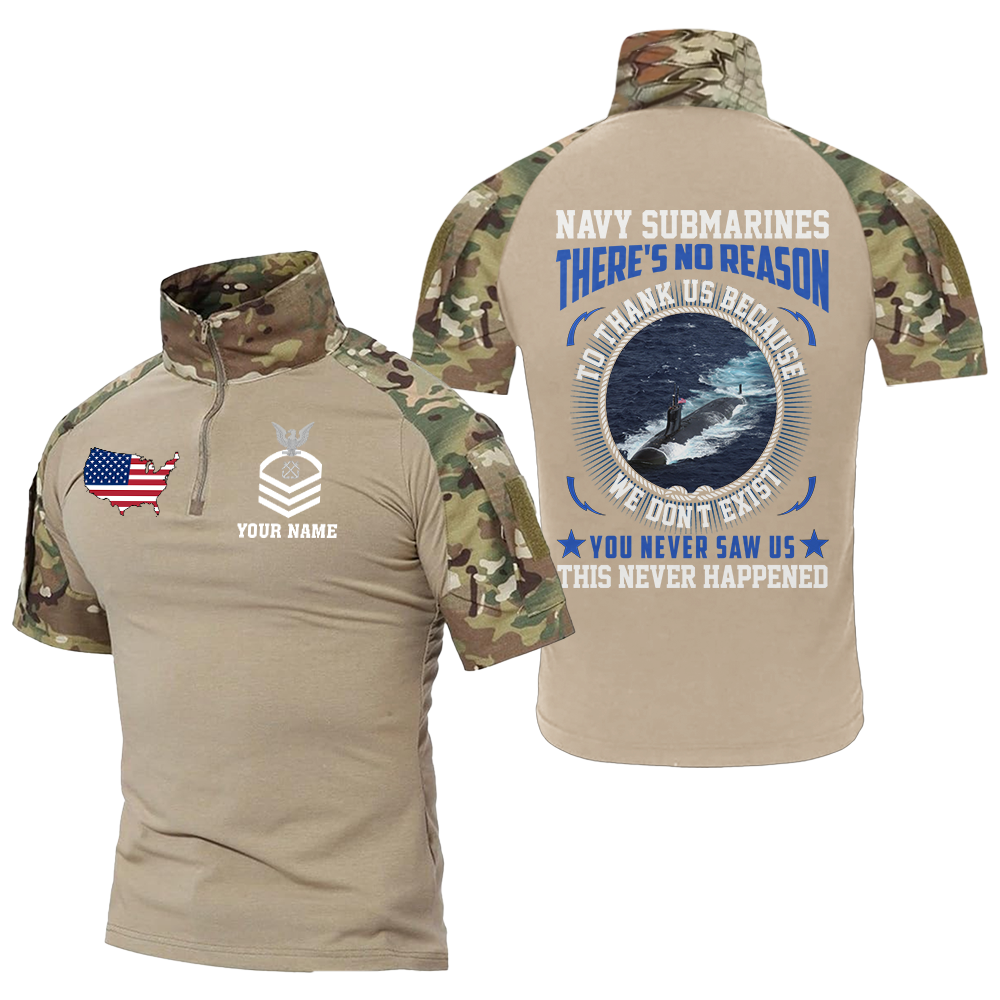 Personalizable Navy Submarines There's No Reason To Thank Us Tactical Polo Shirt