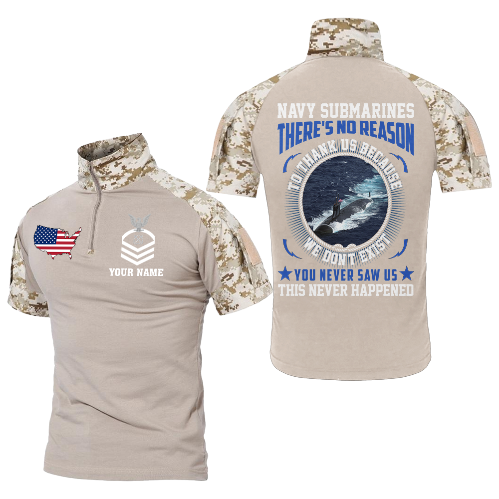 Personalizable Navy Submarines There's No Reason To Thank Us Tactical Polo Shirt
