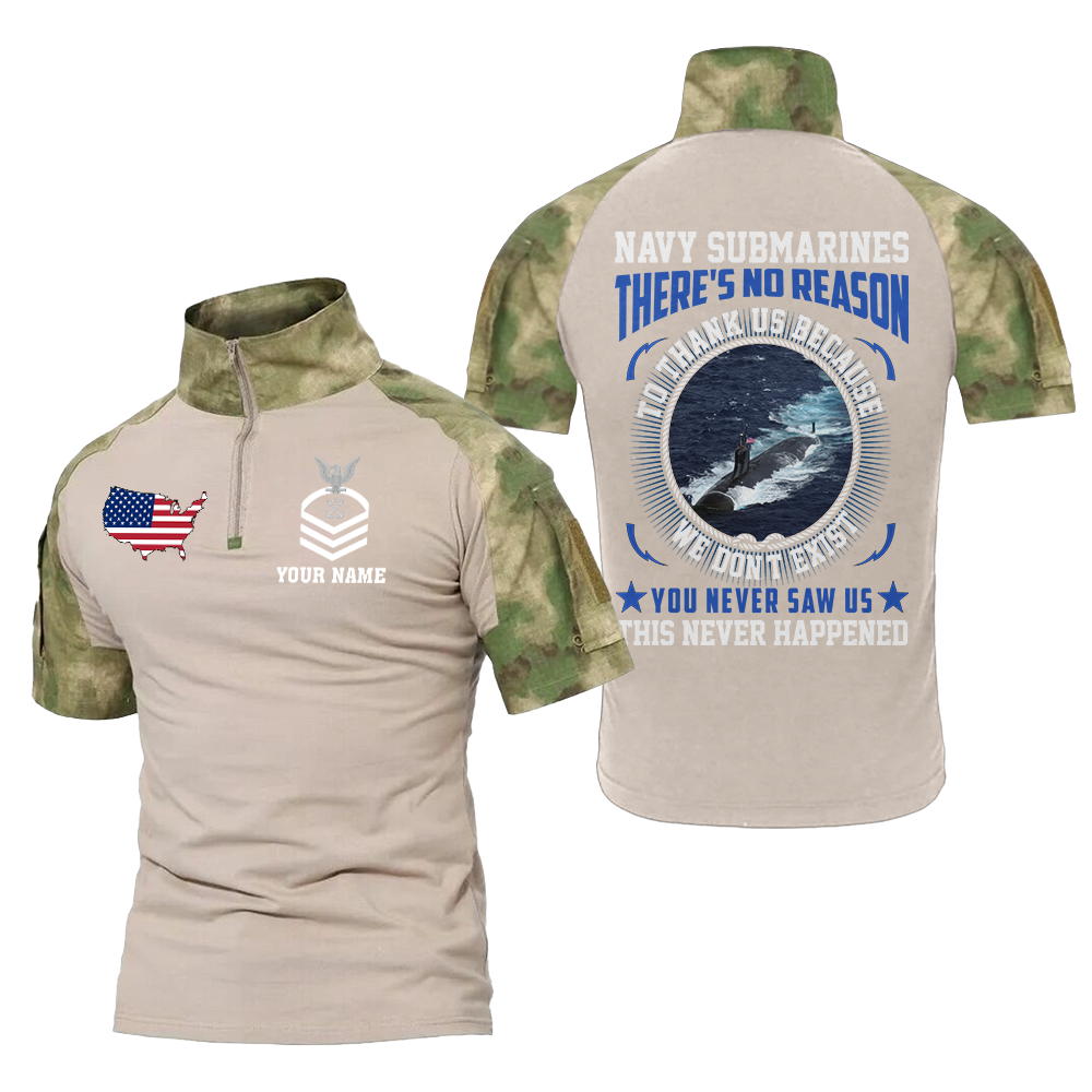 Personalizable Navy Submarines There's No Reason To Thank Us Tactical Polo Shirt