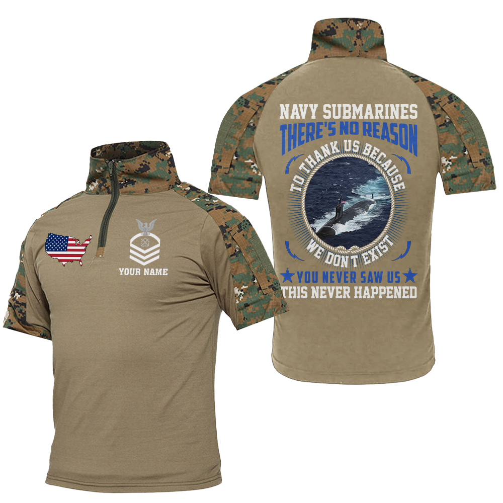 Personalizable Navy Submarines There's No Reason To Thank Us Tactical Polo Shirt