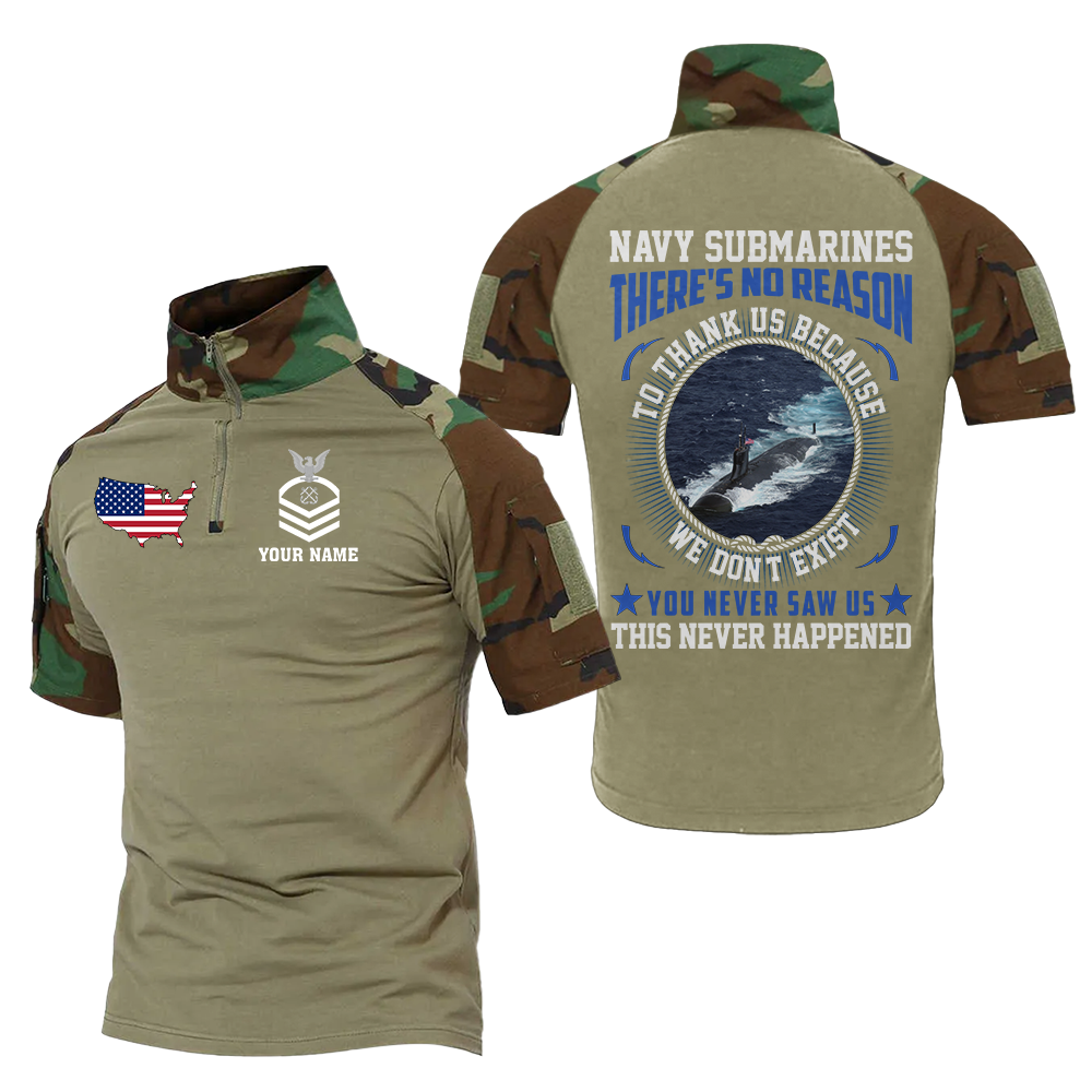 Personalizable Navy Submarines There's No Reason To Thank Us Tactical Polo Shirt