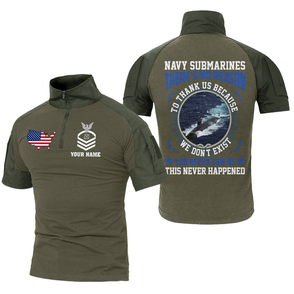 Personalizable Navy Submarines There's No Reason To Thank Us Tactical Polo Shirt