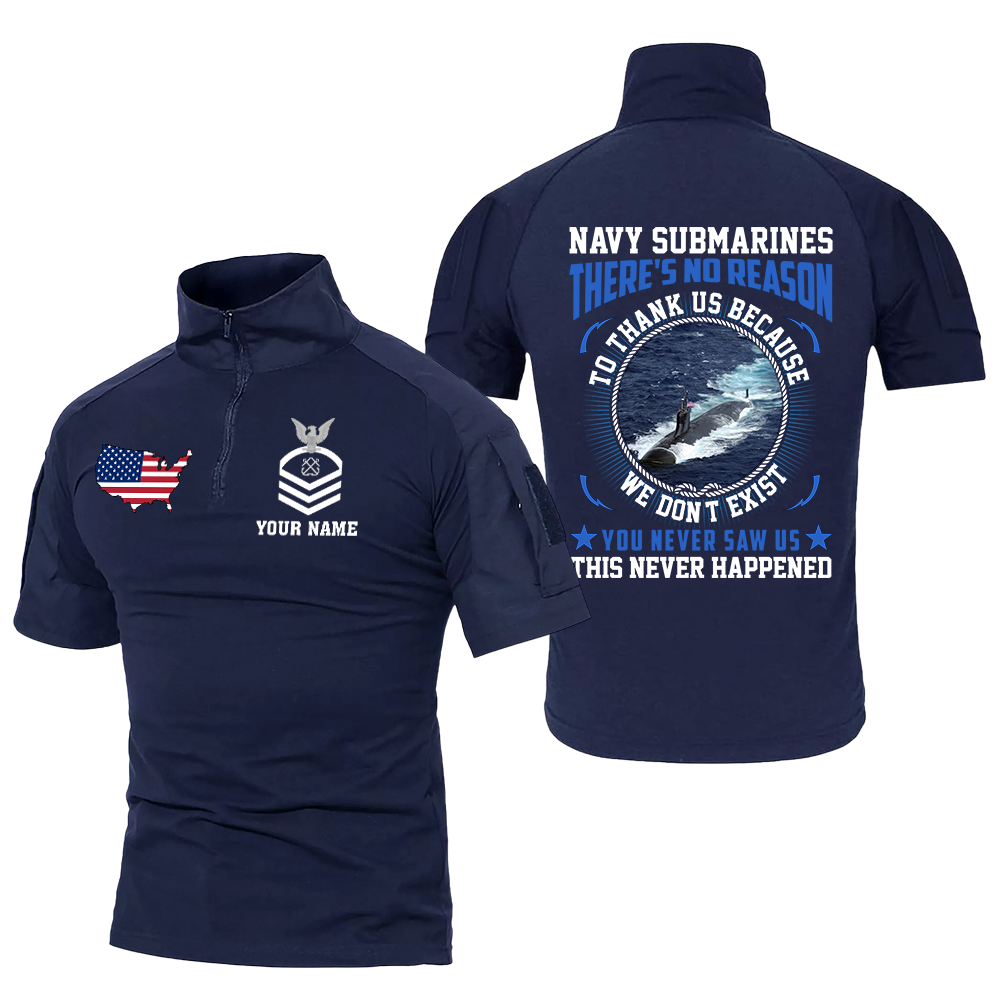 Personalizable Navy Submarines There's No Reason To Thank Us Tactical Polo Shirt