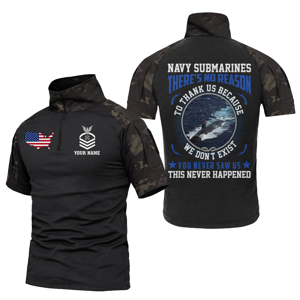Personalizable Navy Submarines There's No Reason To Thank Us Tactical Polo Shirt