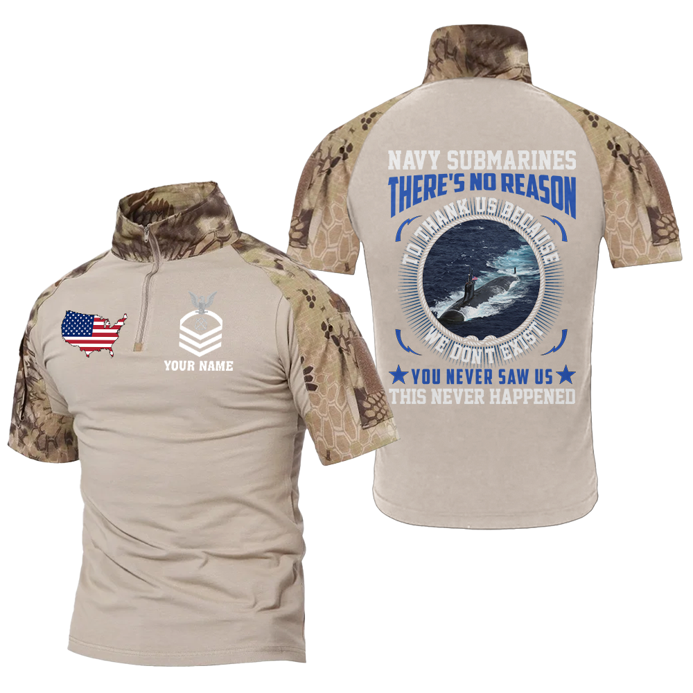 Personalizable Navy Submarines There's No Reason To Thank Us Tactical Polo Shirt