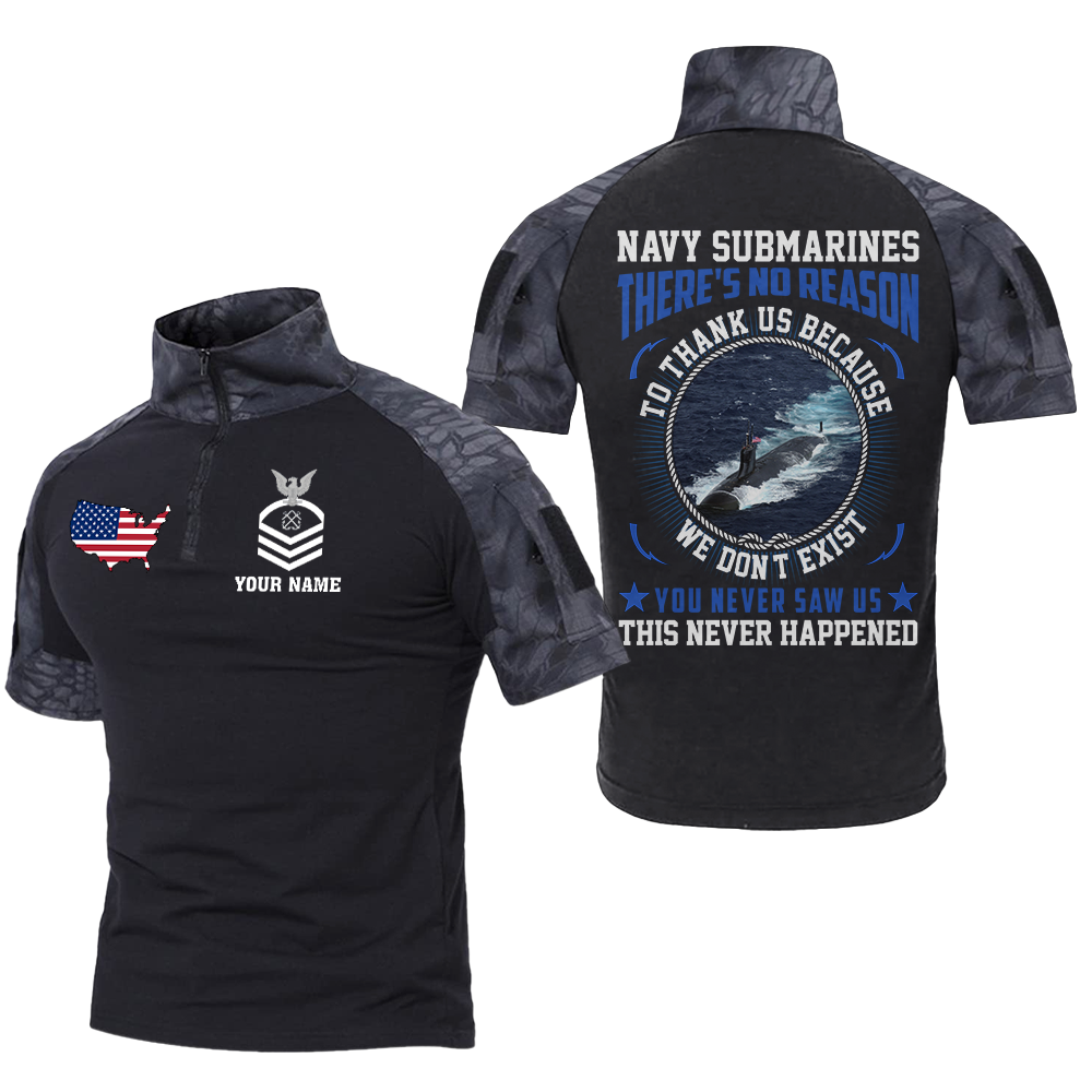 Personalizable Navy Submarines There's No Reason To Thank Us Tactical Polo Shirt
